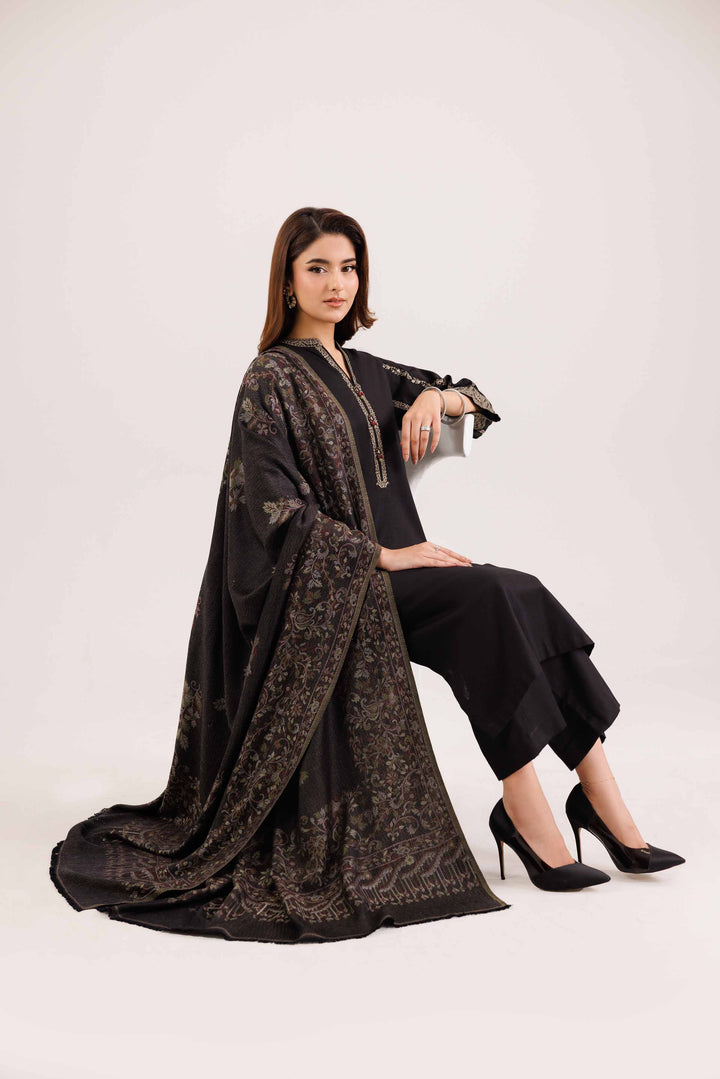 NishatUK - Black Embroidered  Karandi 3-piece ready to wear Suit