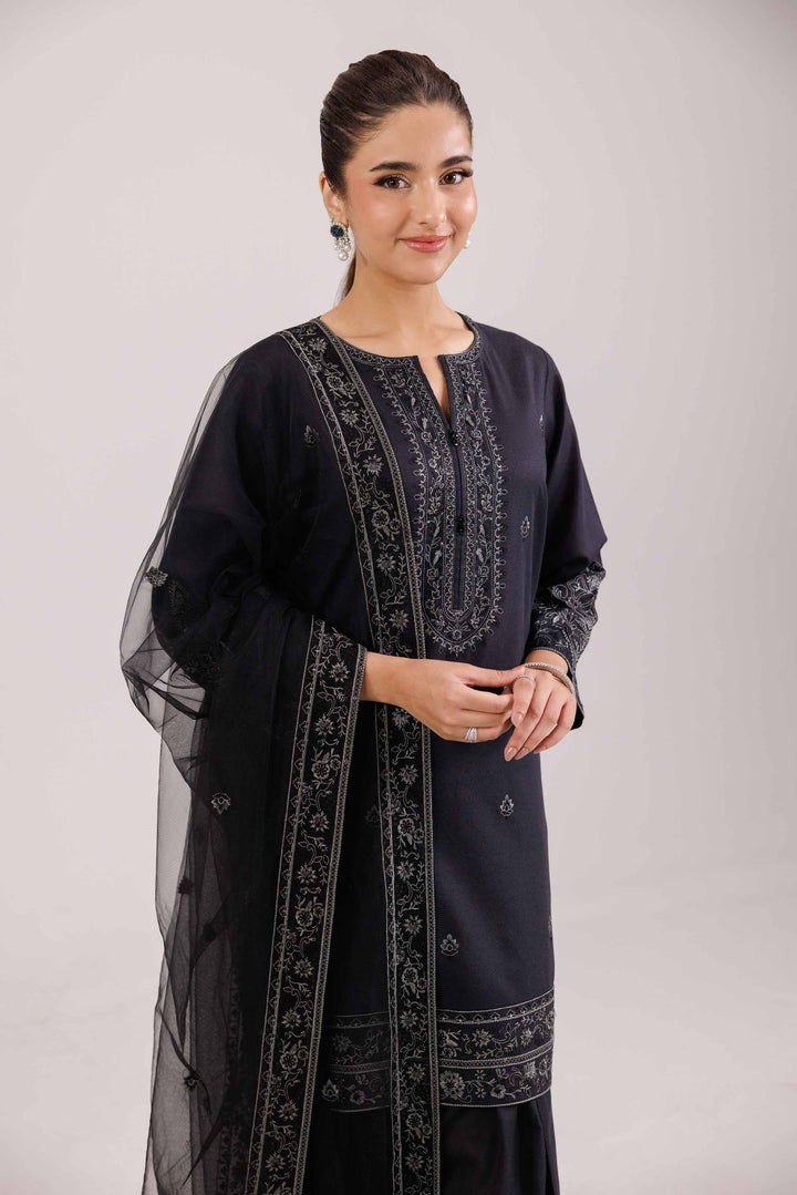 NishatUK - Black Embroidered Karandi 3-piece ready to wear Luxury Suit