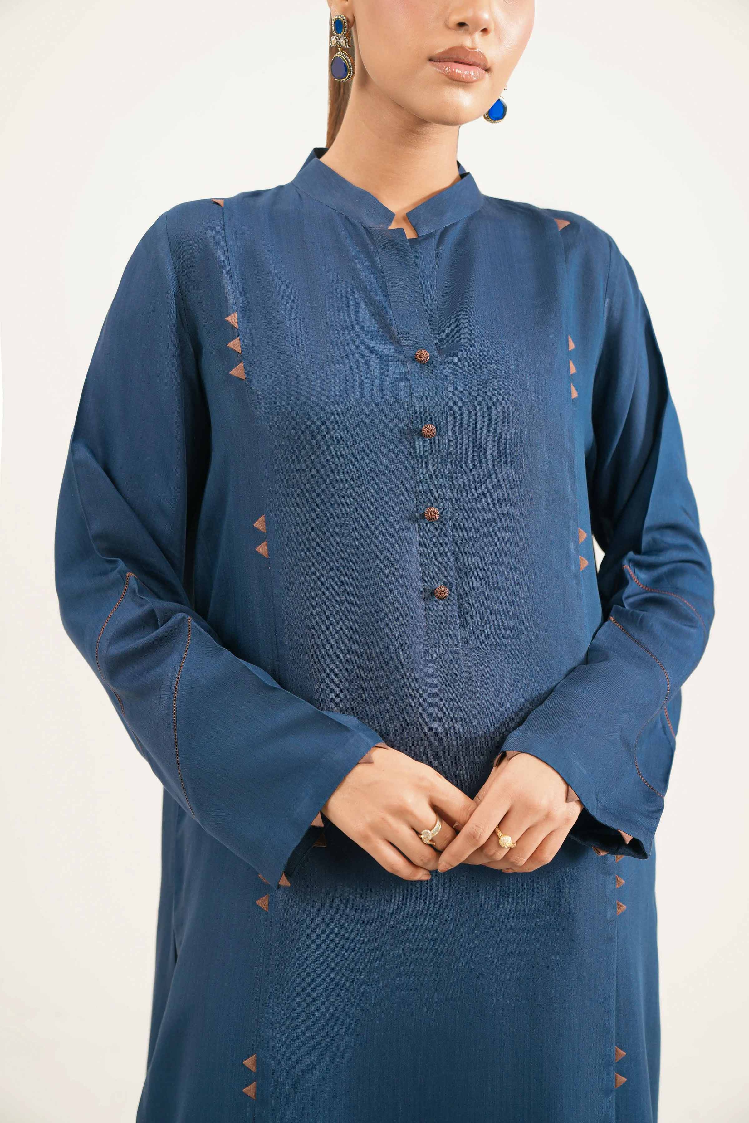 NishatUK - Blue Solids Silk 3-piece ready to wear Luxury Suit