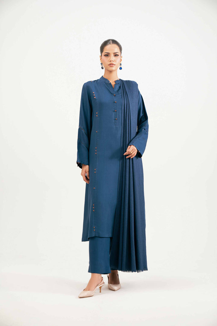 NishatUK - Blue Solids Silk 3-piece ready to wear Luxury Suit