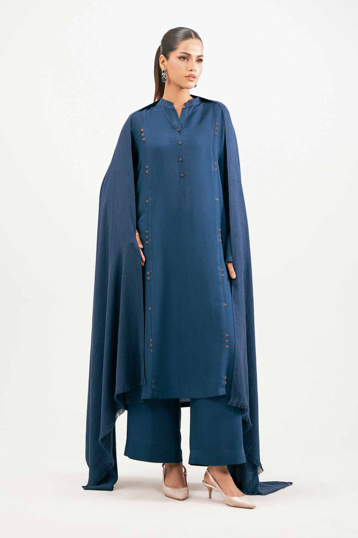 NishatUK - Blue Solids Silk 3-piece ready to wear Luxury Suit