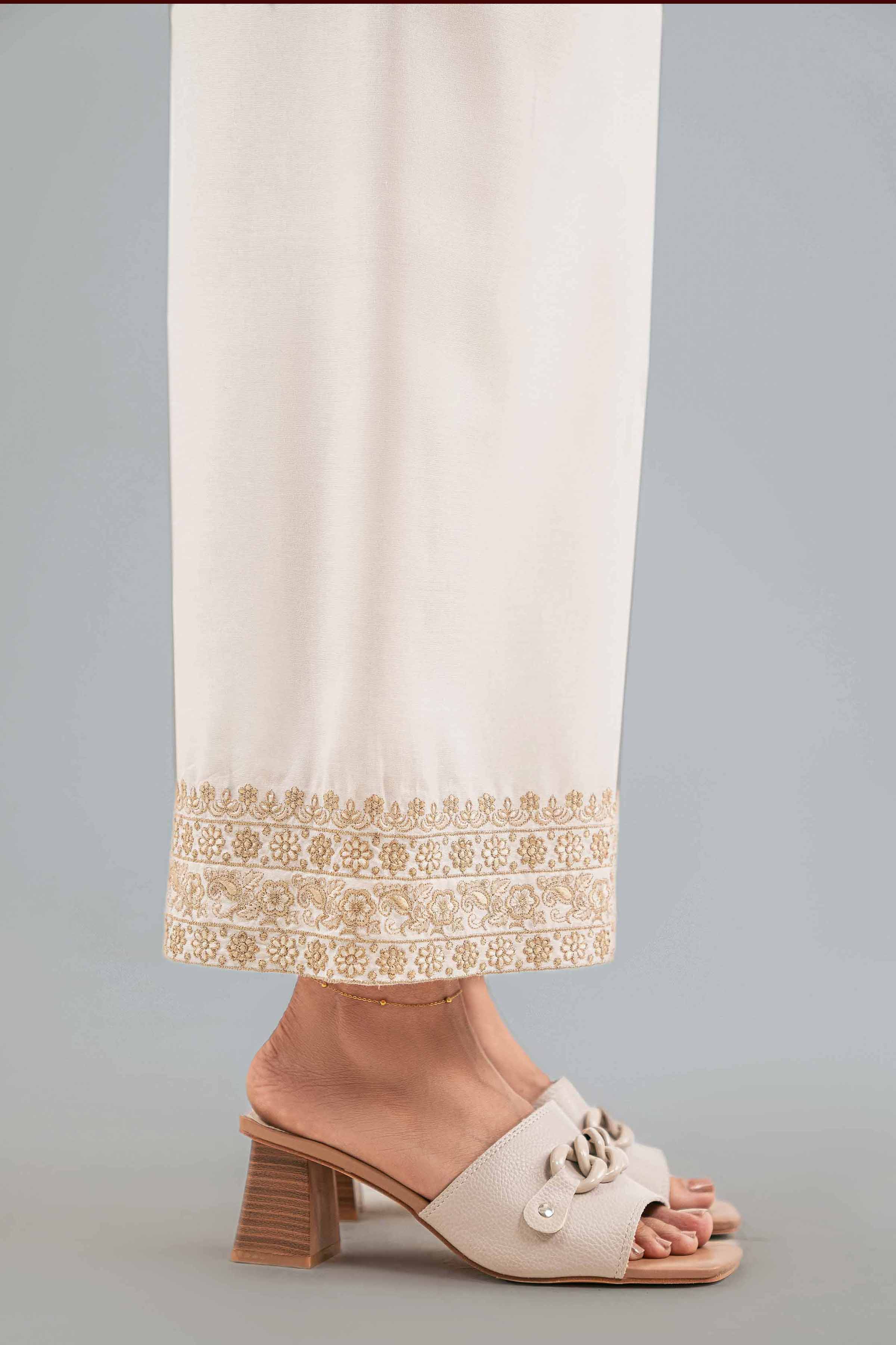 NishatUK - White Embroidered Silk 1-piece ready to wear-luxury Pant