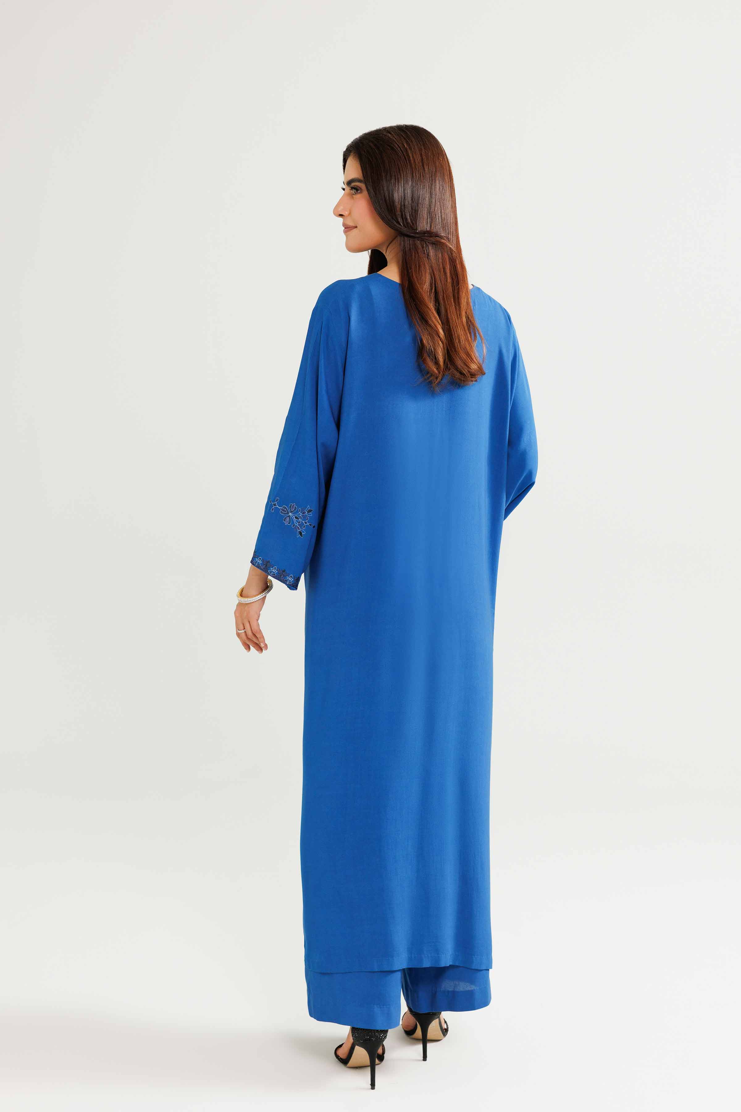 NishatUK - Blue Embroidered Linen 2-piece ready to wear-luxury Dress