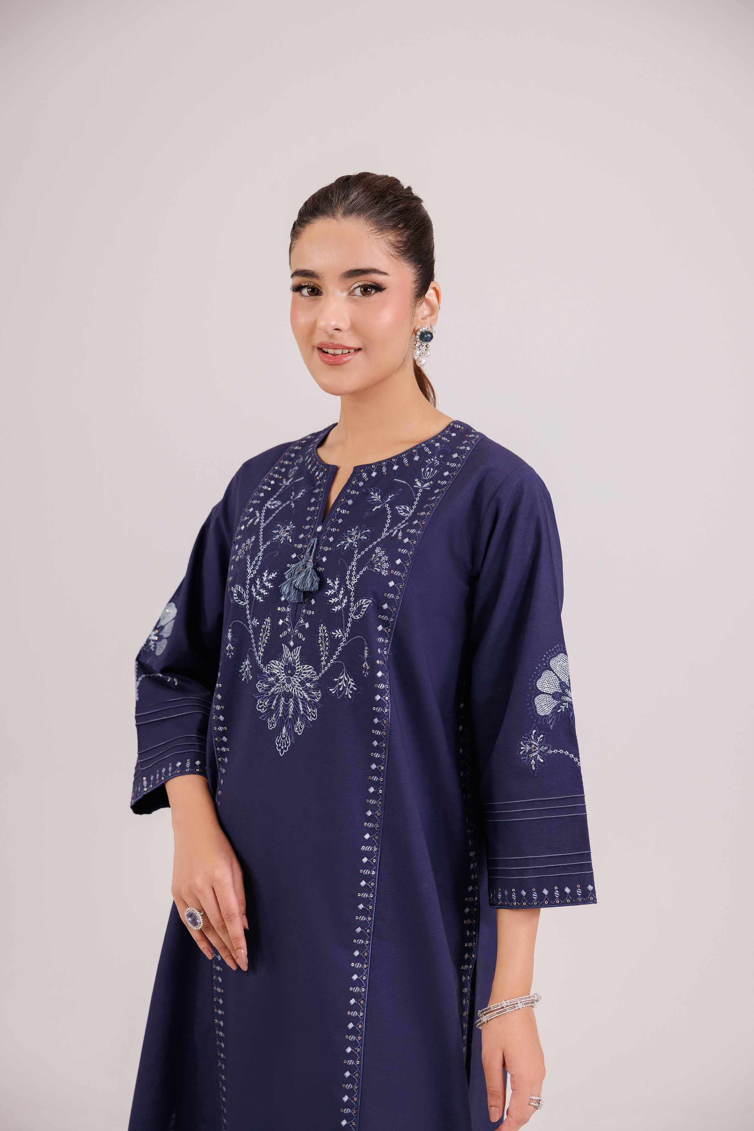 NishatUK - Blue Embroidered Karandi 2-piece ready to wear luxury Dress