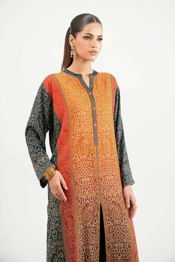 NishatUK - Multi Printed Linen 2-piece ready to wear Luxury Dress