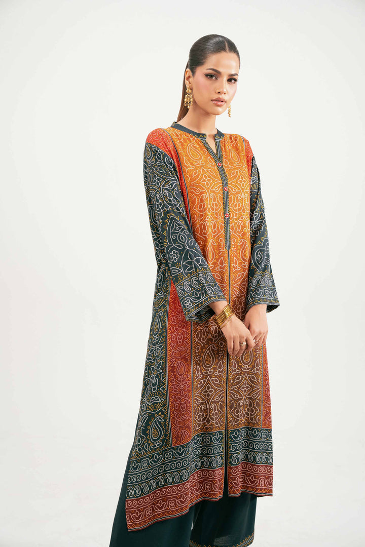 NishatUK - Multi Printed Linen 2-piece ready to wear Luxury Dress