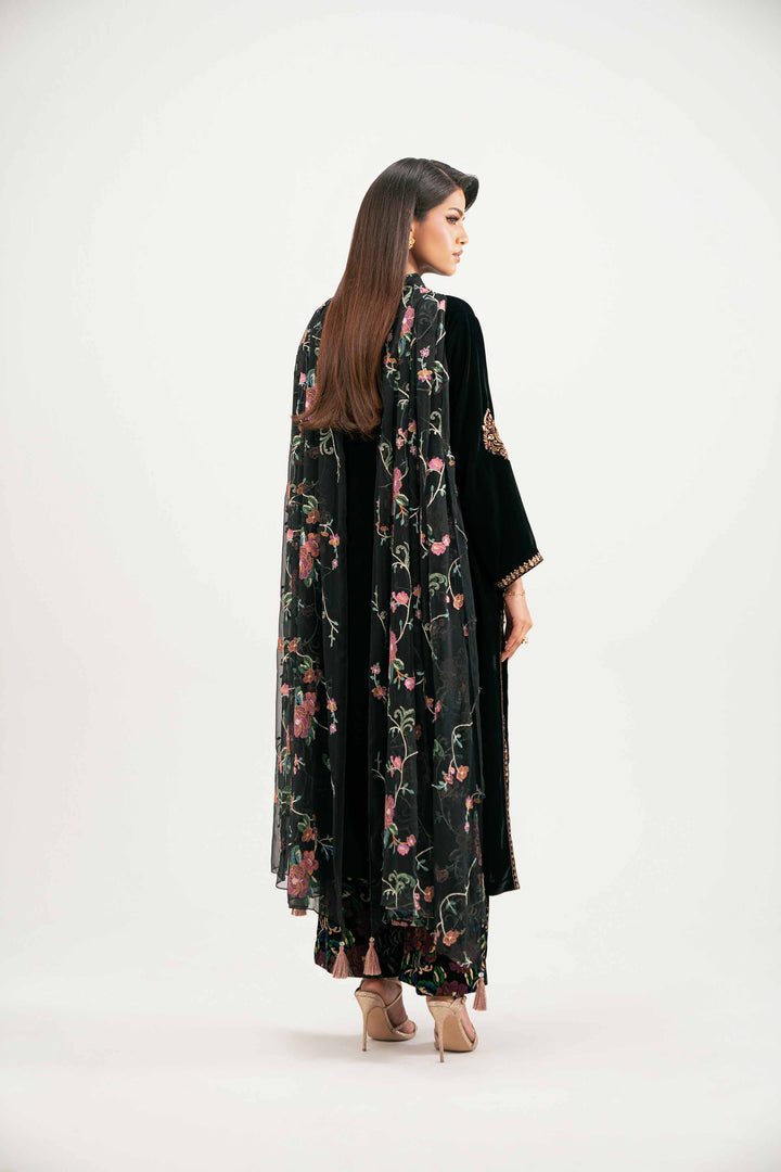 NishatUK - Black Embroidered  Velvet 3-piece ready to wear Suit