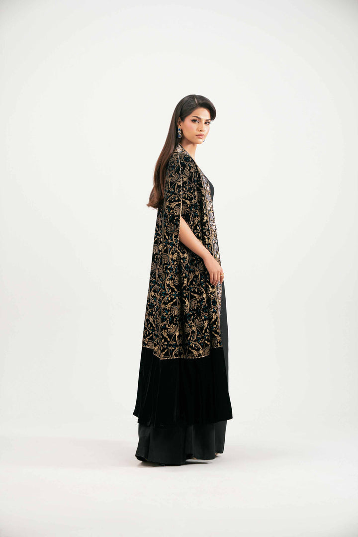 NishatUK - Black Embroidered Velvet 3-piece ready to wear Luxury Suit