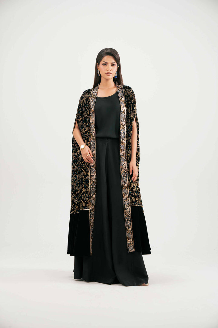 NishatUK - Black Embroidered Velvet 3-piece ready to wear Luxury Suit