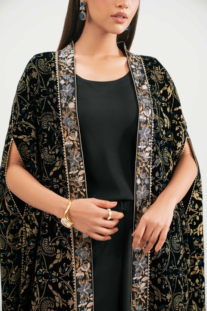 NishatUK - Black Embroidered Velvet 3-piece ready to wear Luxury Suit