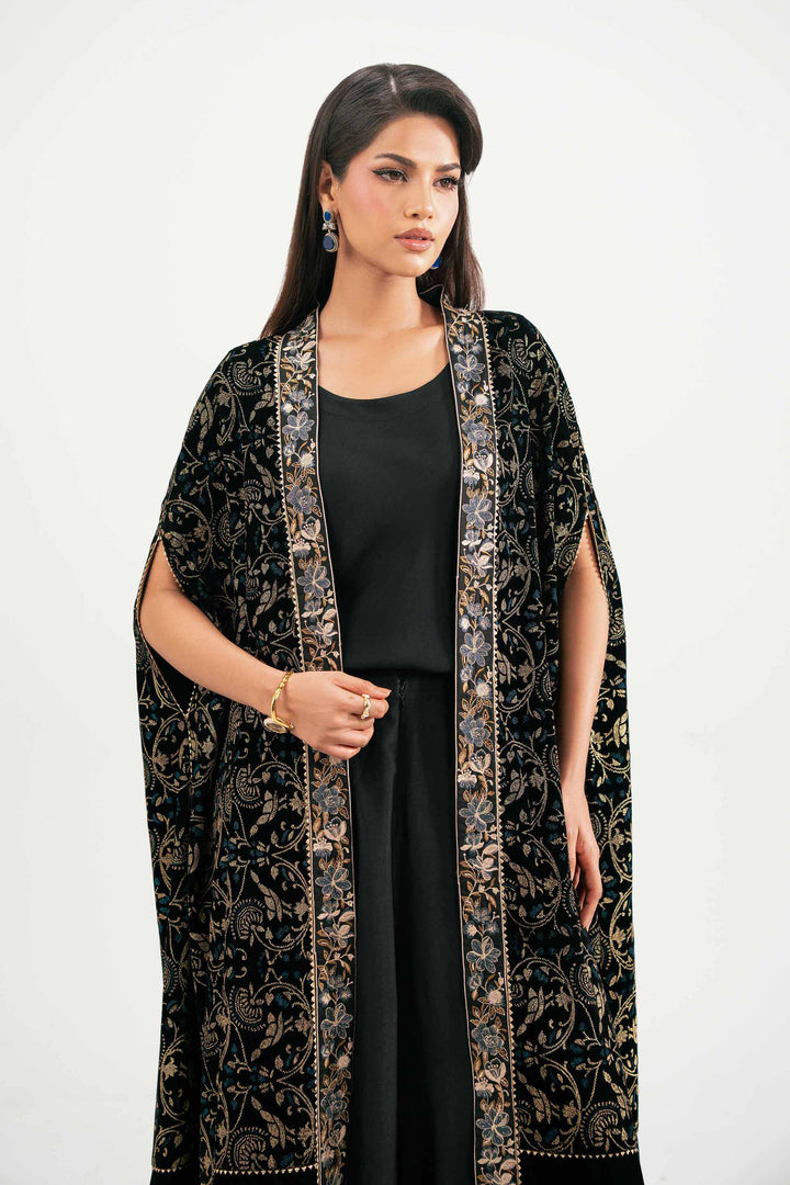 NishatUK - Black Embroidered Velvet 3-piece ready to wear Luxury Suit