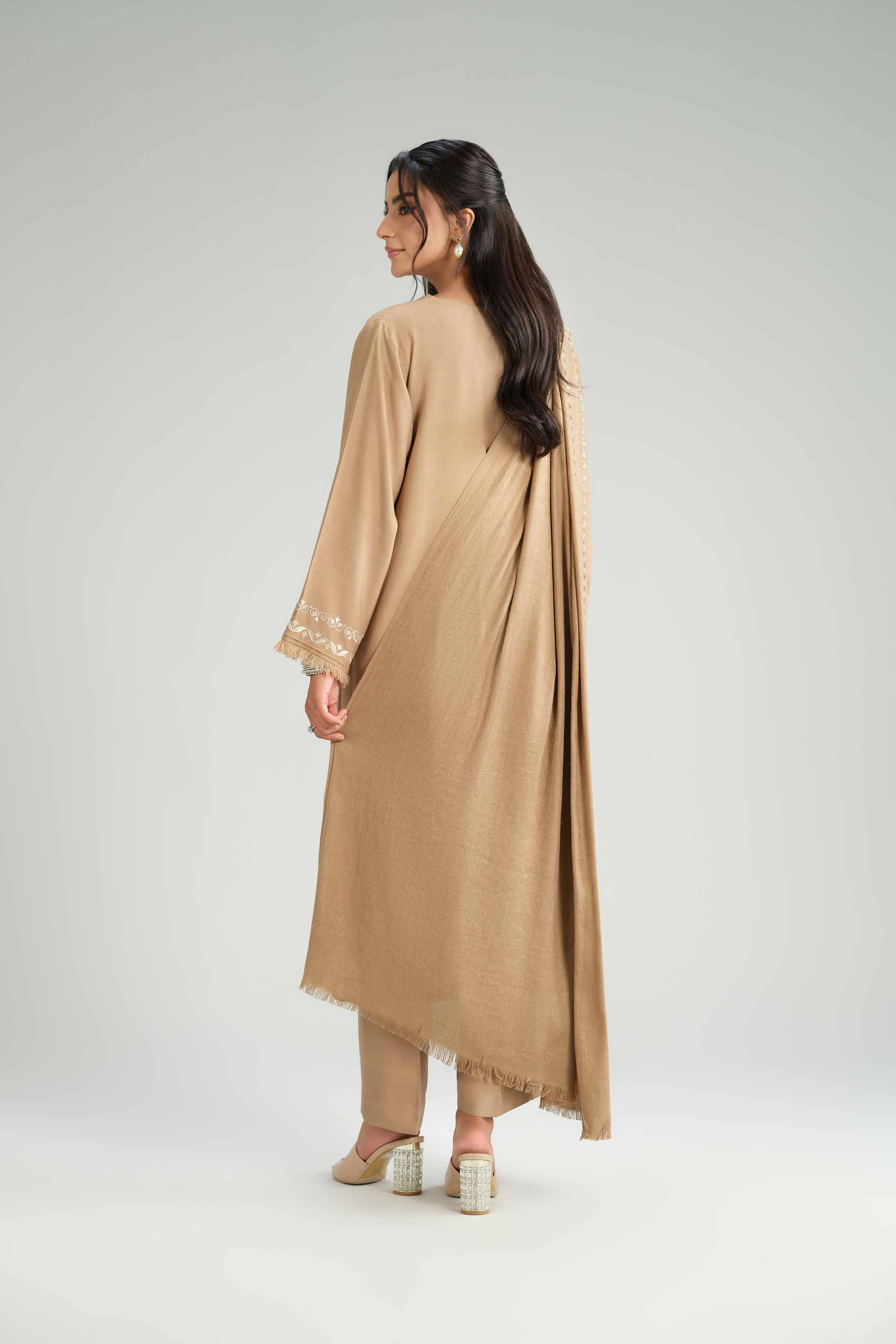 NishatUK - Brown Embroidered Silk 3-piece ready to wear Luxury Suit