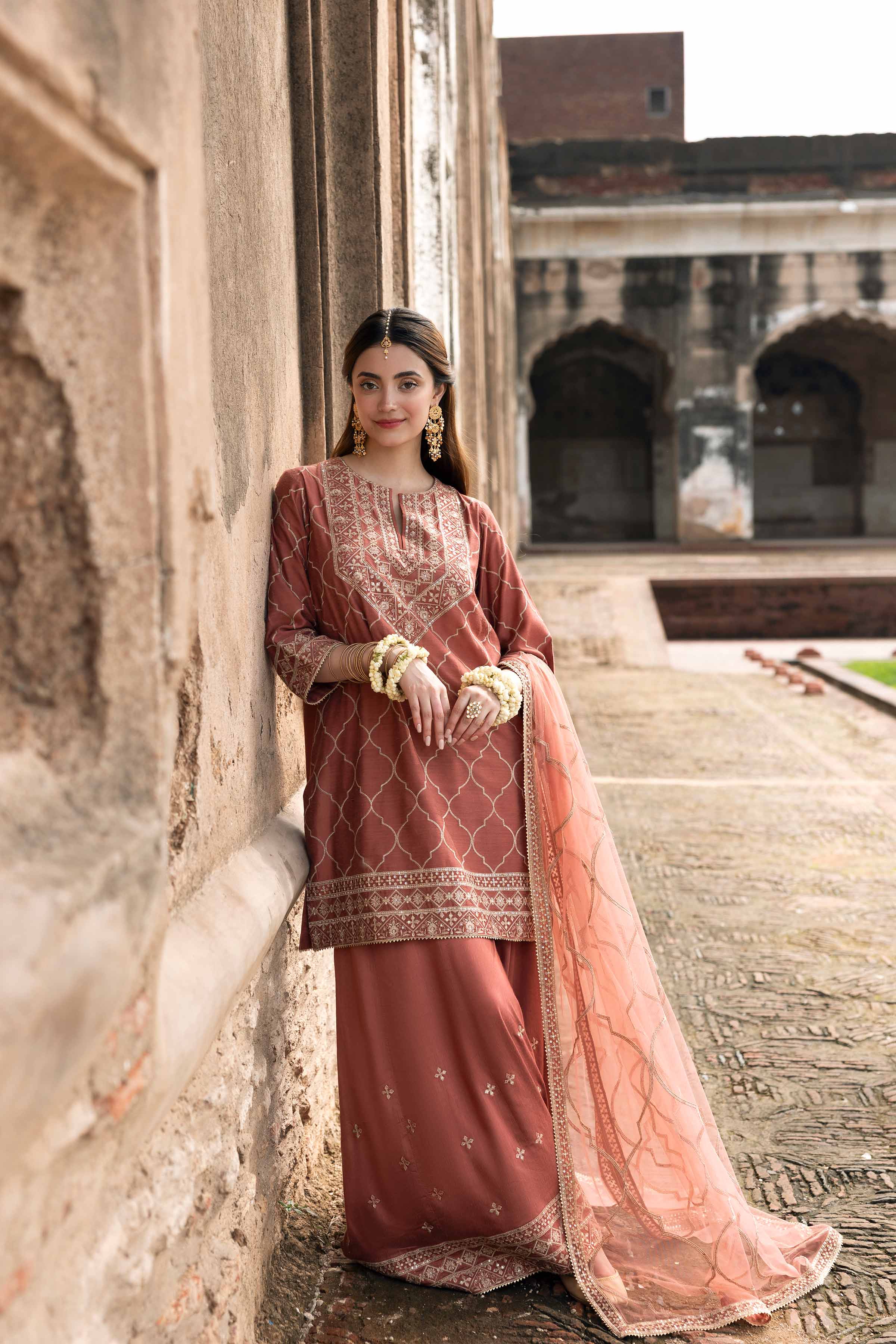 NishatUK - Pink Embroidered Silk 3-piece ready to wear Suit