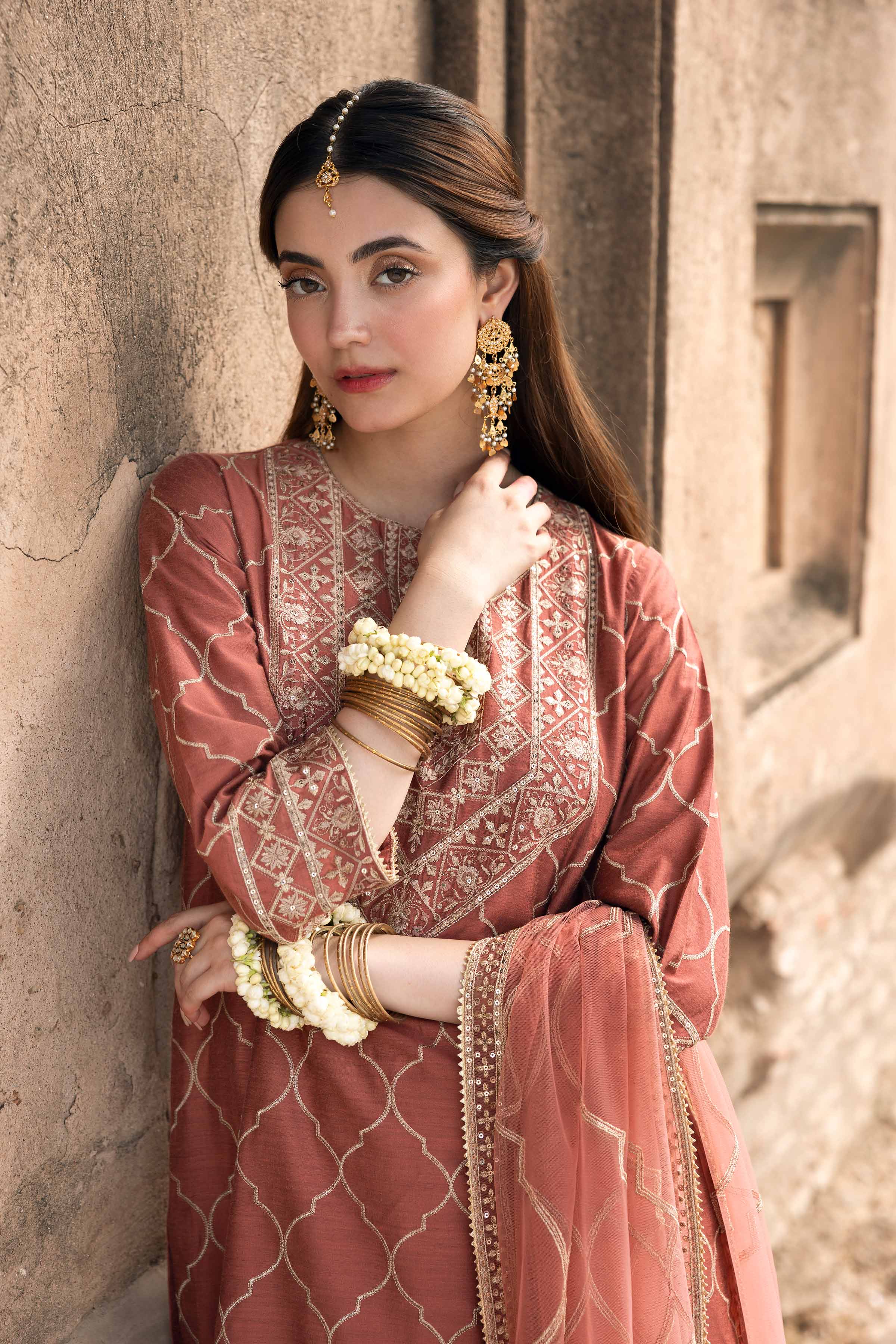 NishatUK - Pink Embroidered Silk 3-piece ready to wear Suit