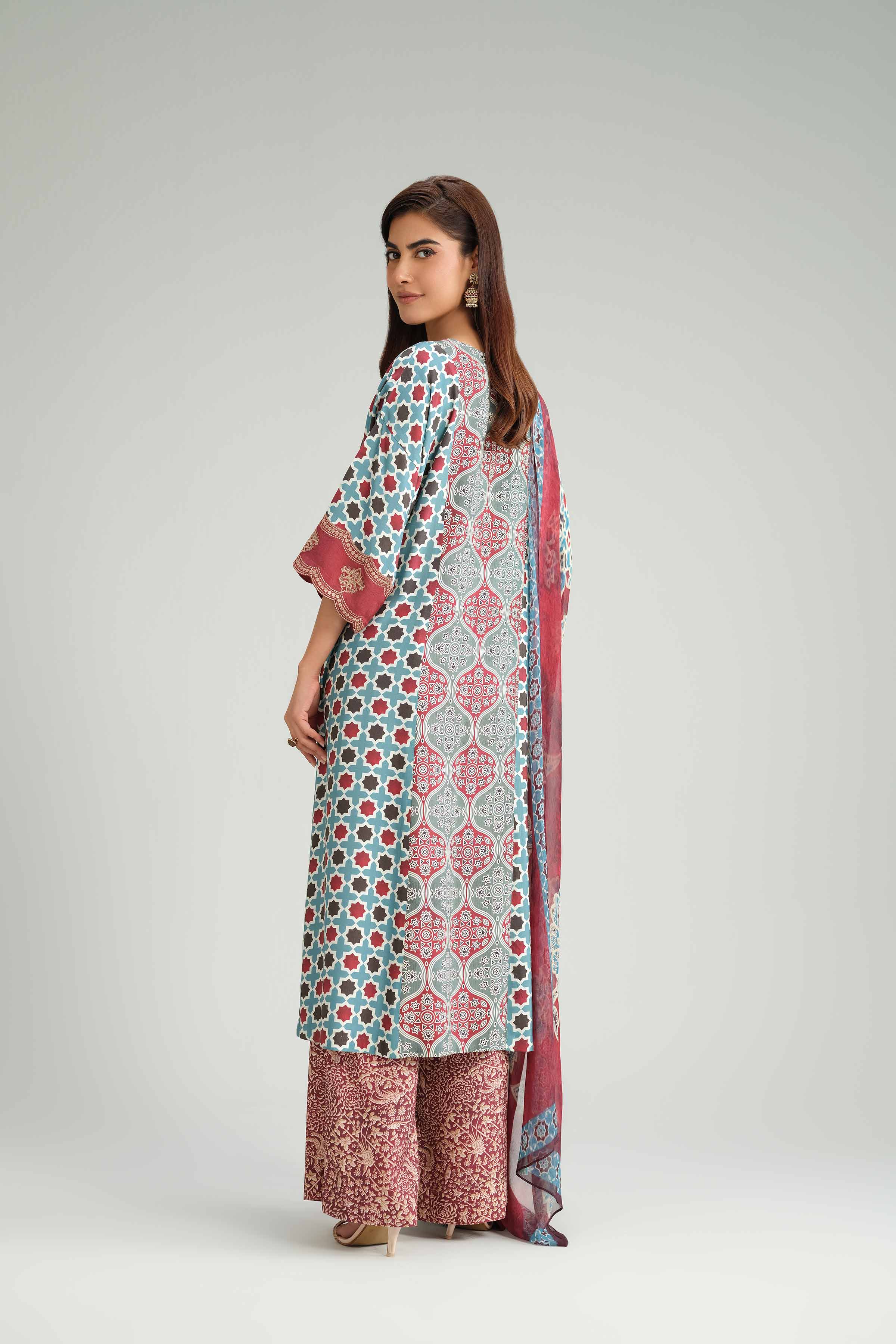 NishatUK - Blue Embroidered  Silk 3-piece ready to wear Suit