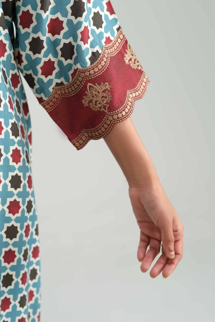 NishatUK - Blue Embroidered  Silk 3-piece ready to wear Suit