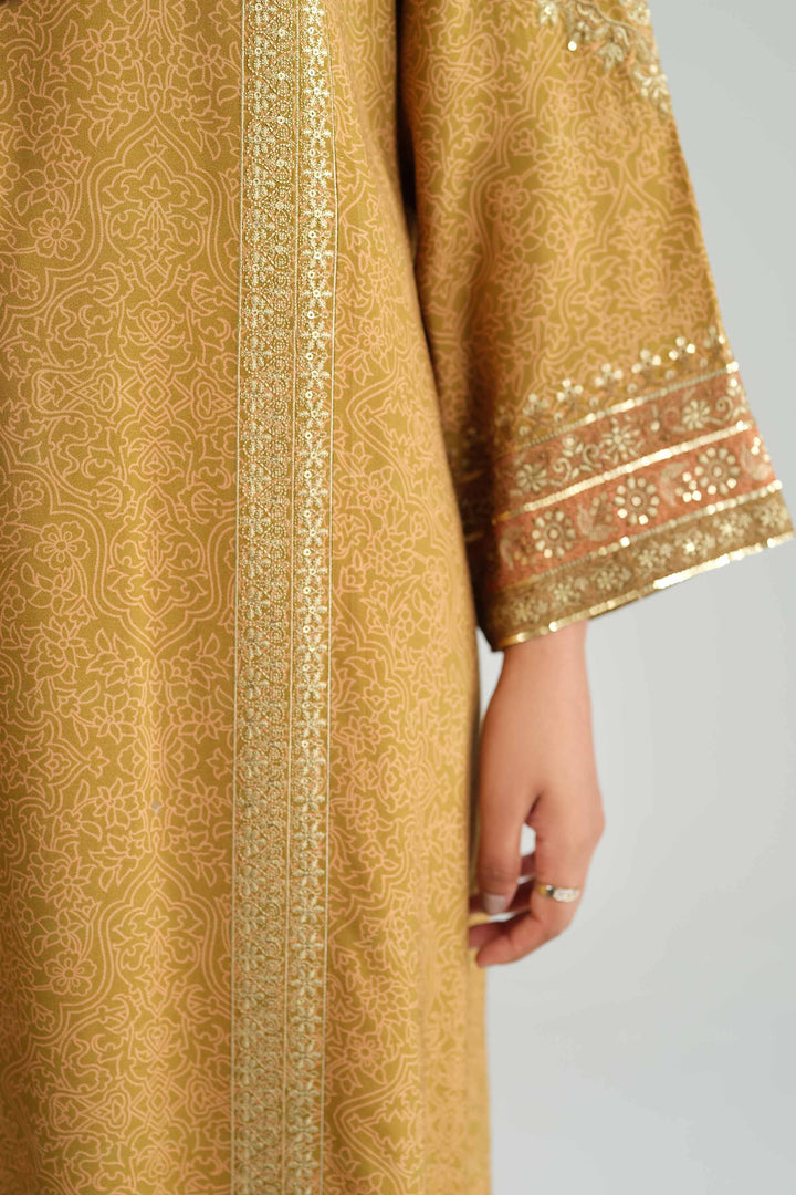 NishatUK - Olive Embroidered Silk 3-piece ready to wear Luxury Suit