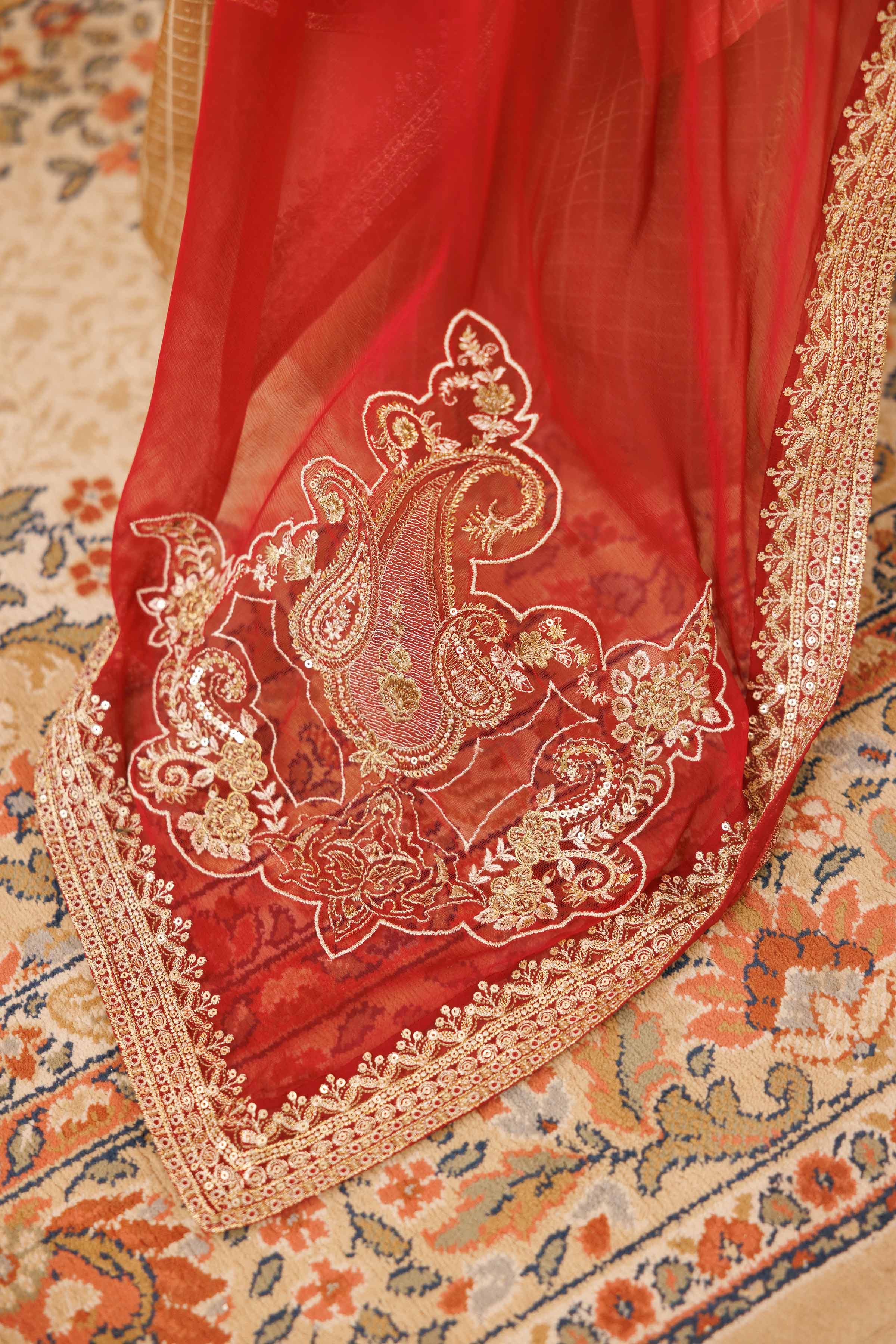 NishatUK - Peach Embroidered  Polyester 3-piece ready to wear Suit