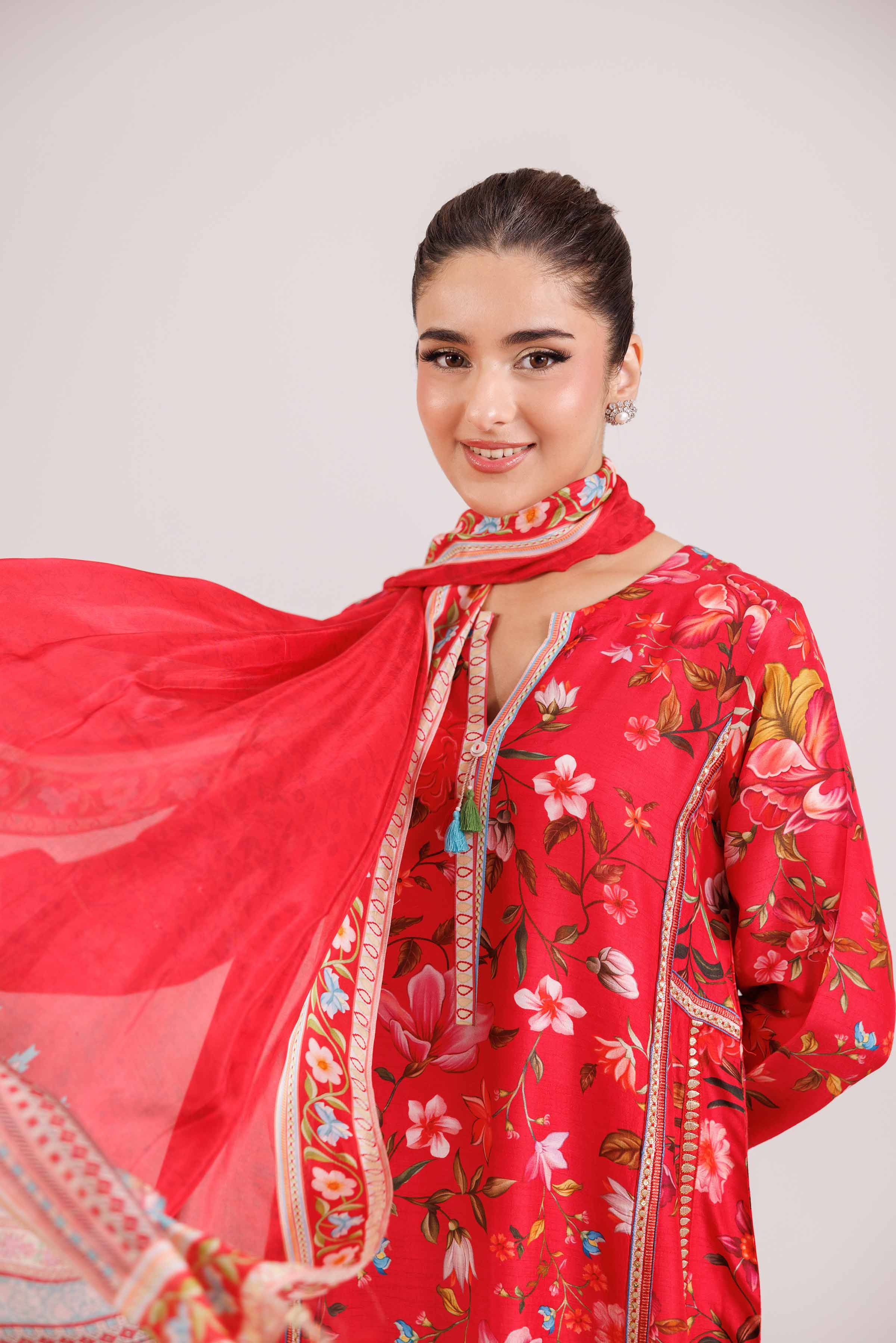 NishatUK - Pink Printed Silk 3-piece ready to wear-luxury Suit