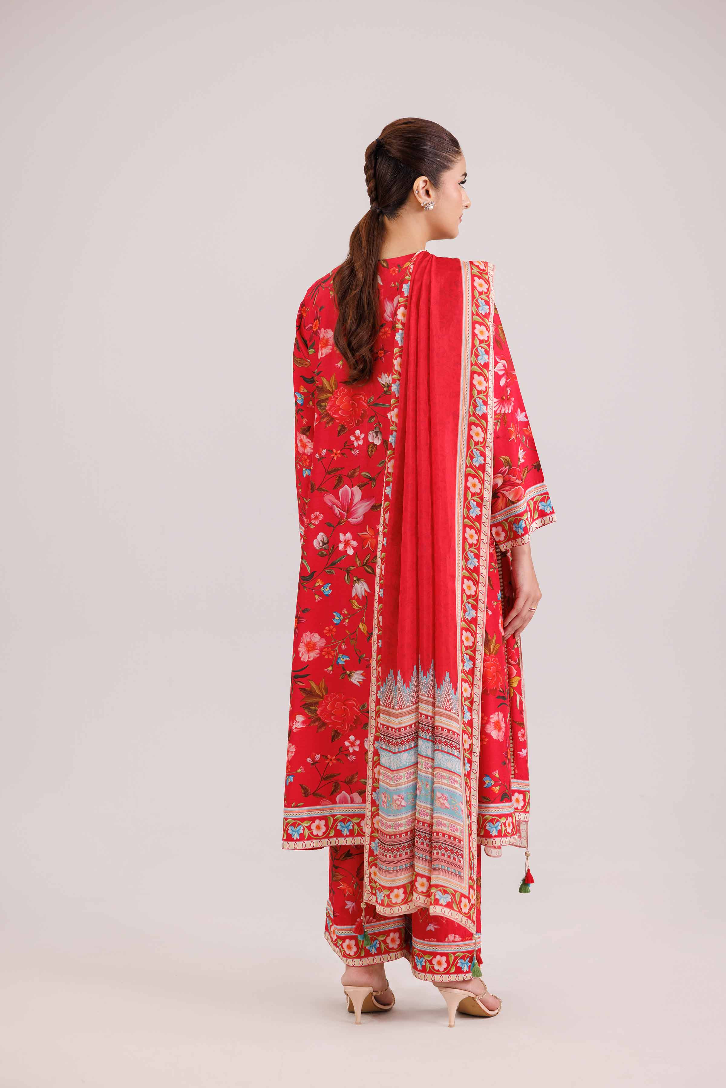 NishatUK - Pink Printed Silk 3-piece ready to wear-luxury Suit