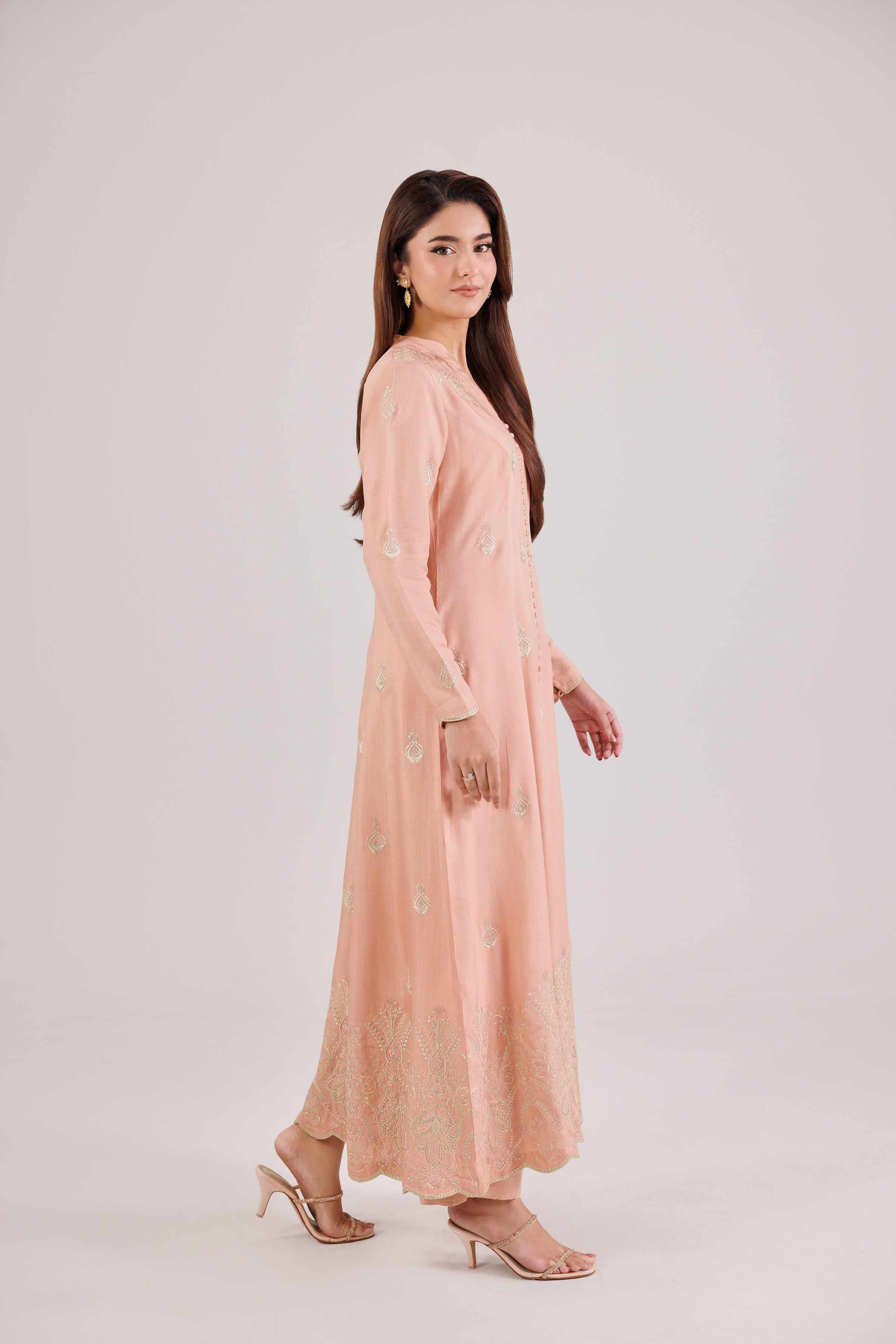 NishatUK - Orange Embroidered Viscose 2-piece ready to wear-luxury Dress
