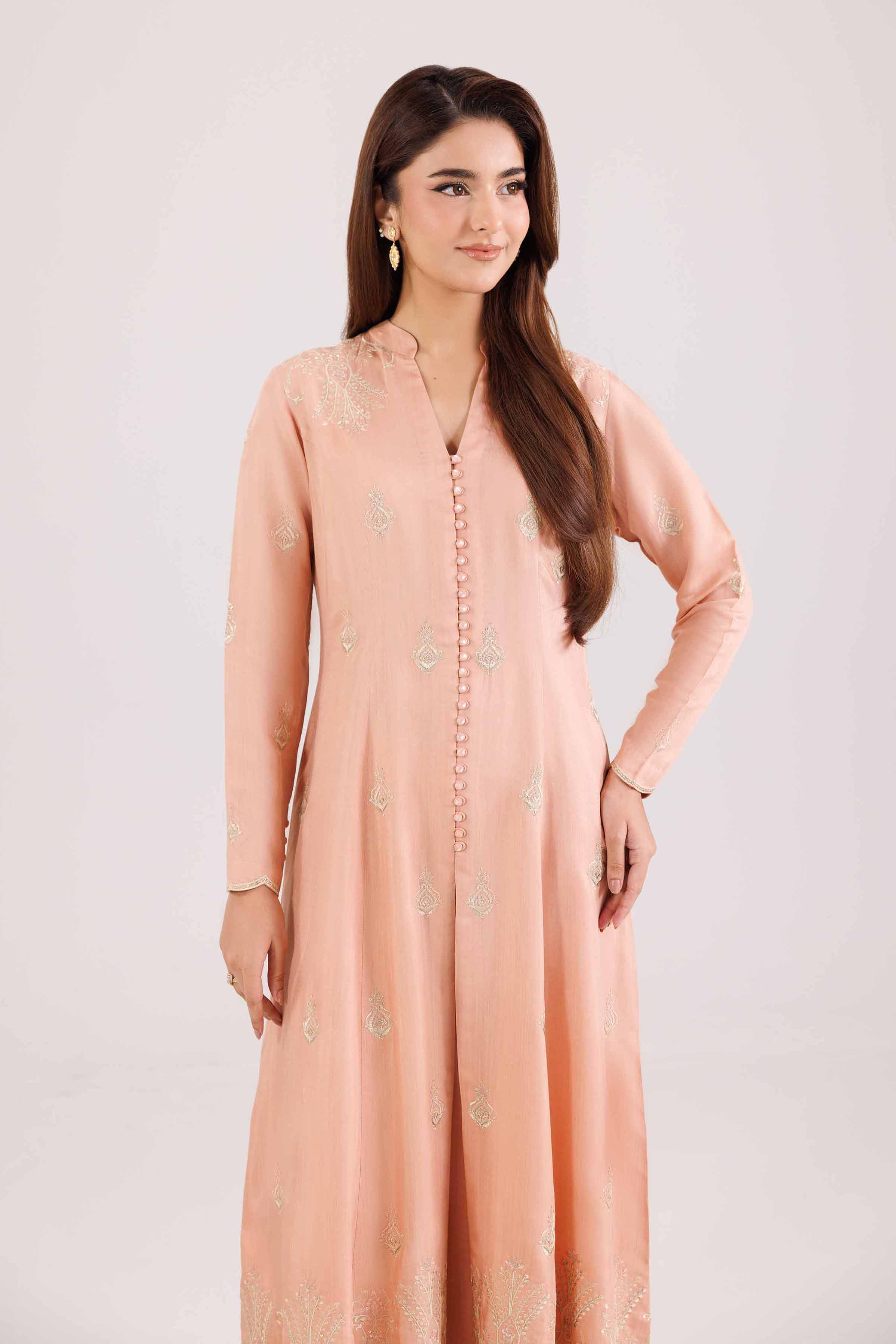 NishatUK - Orange Embroidered Viscose 2-piece ready to wear-luxury Dress