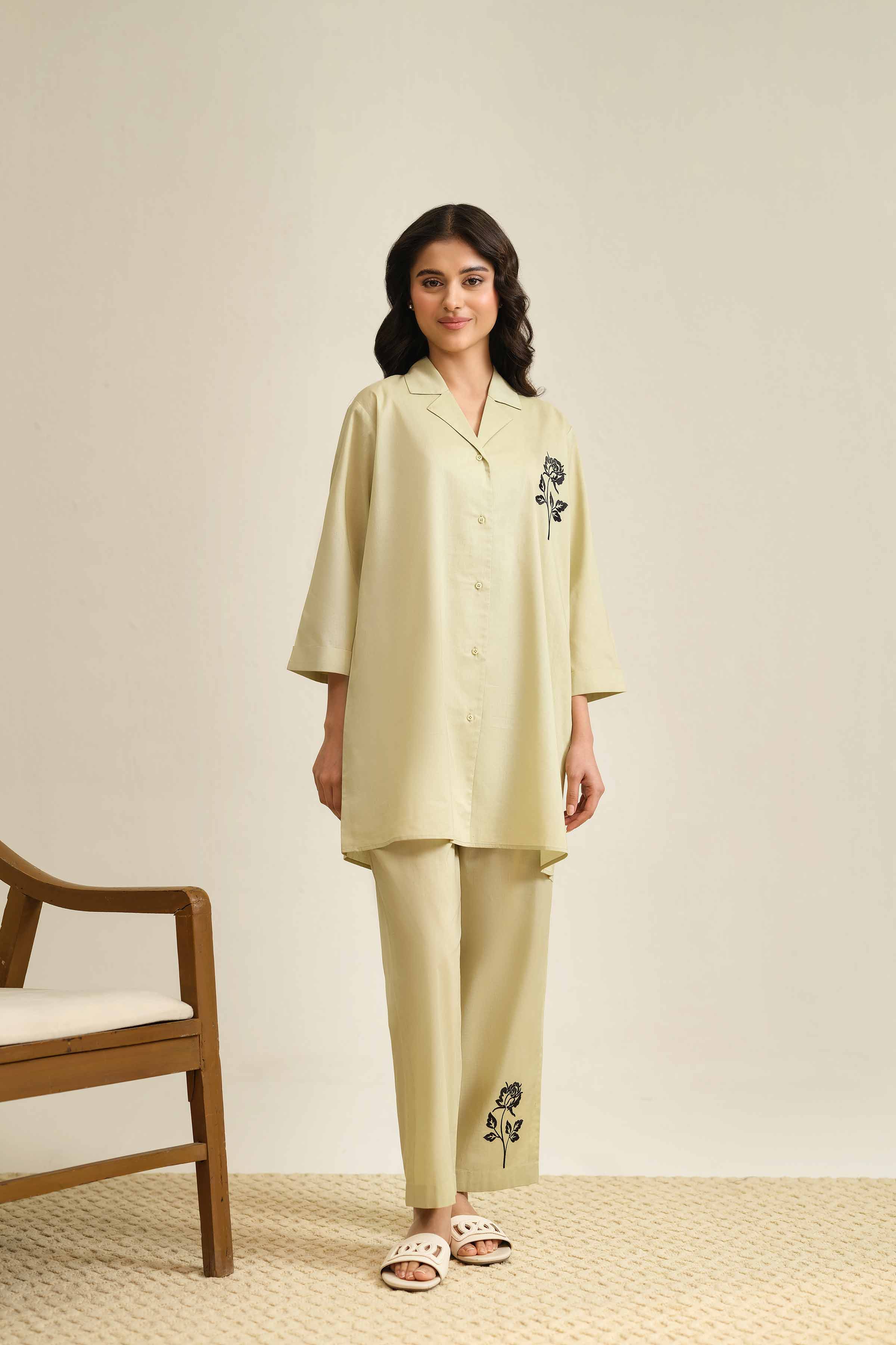 NishatUK - Brown Embroidered   Cambric 2-piece ready to wear Luxury Dress