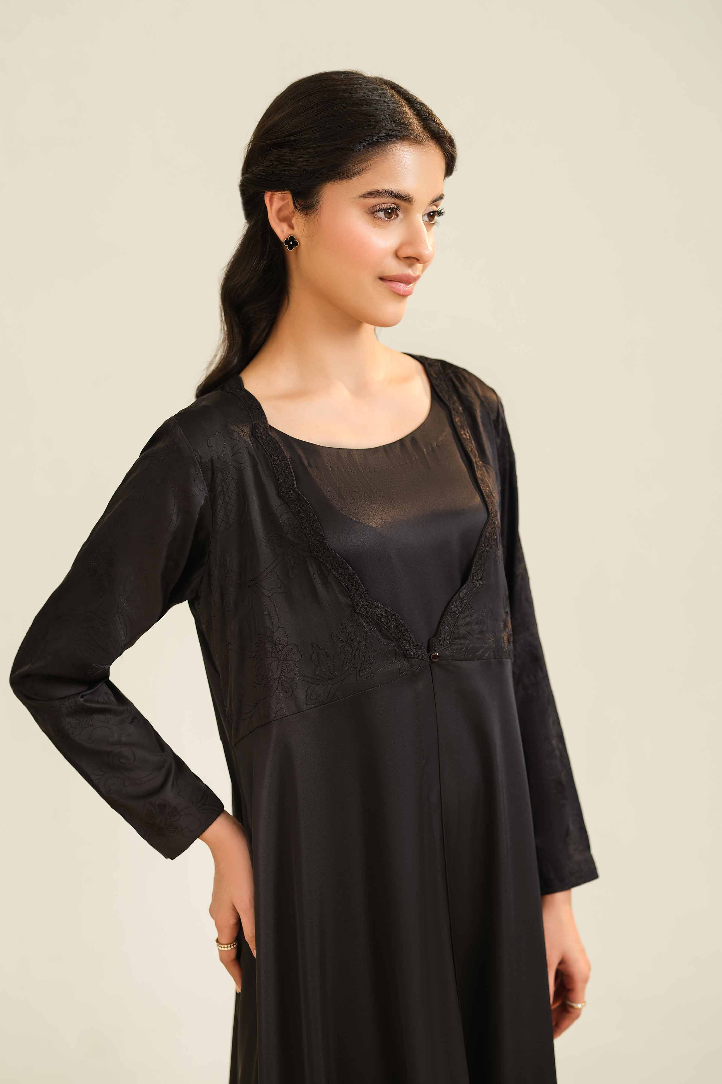 NishatUK - Brown Embroidered   Shamouse 2-piece ready to wear Luxury Dress