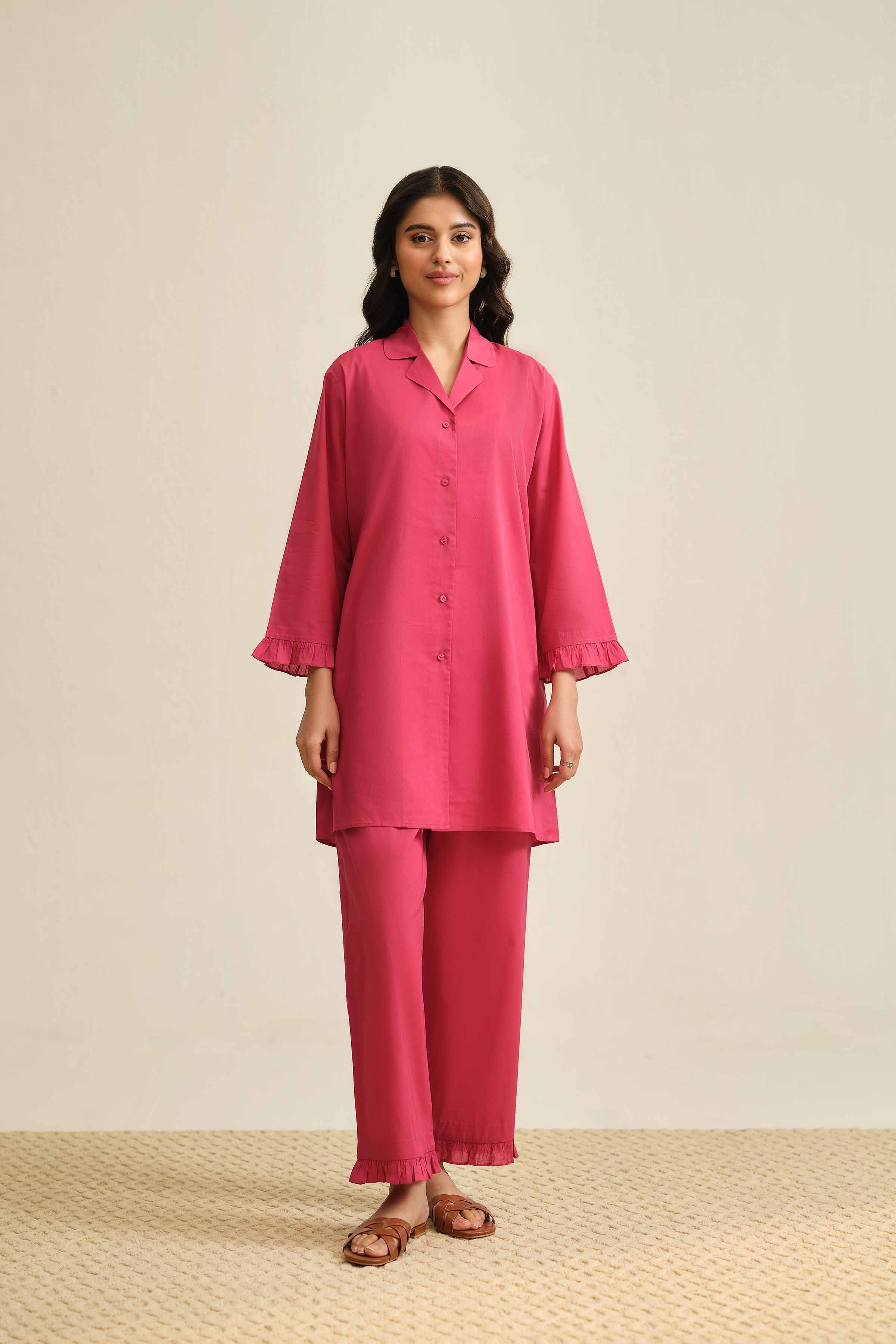 NishatUK - Brown Solids  Cambric 2-piece ready to wear Luxury Dress