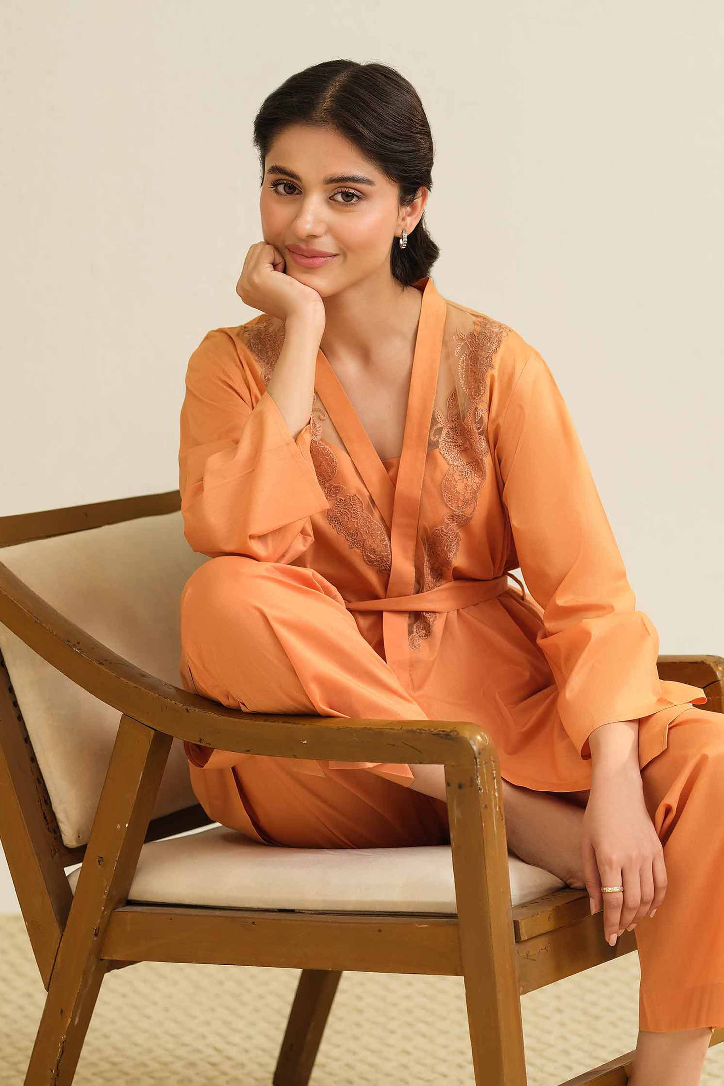 NishatUK - Brown Embroidered   Cambric 3-piece ready to wear Suit
