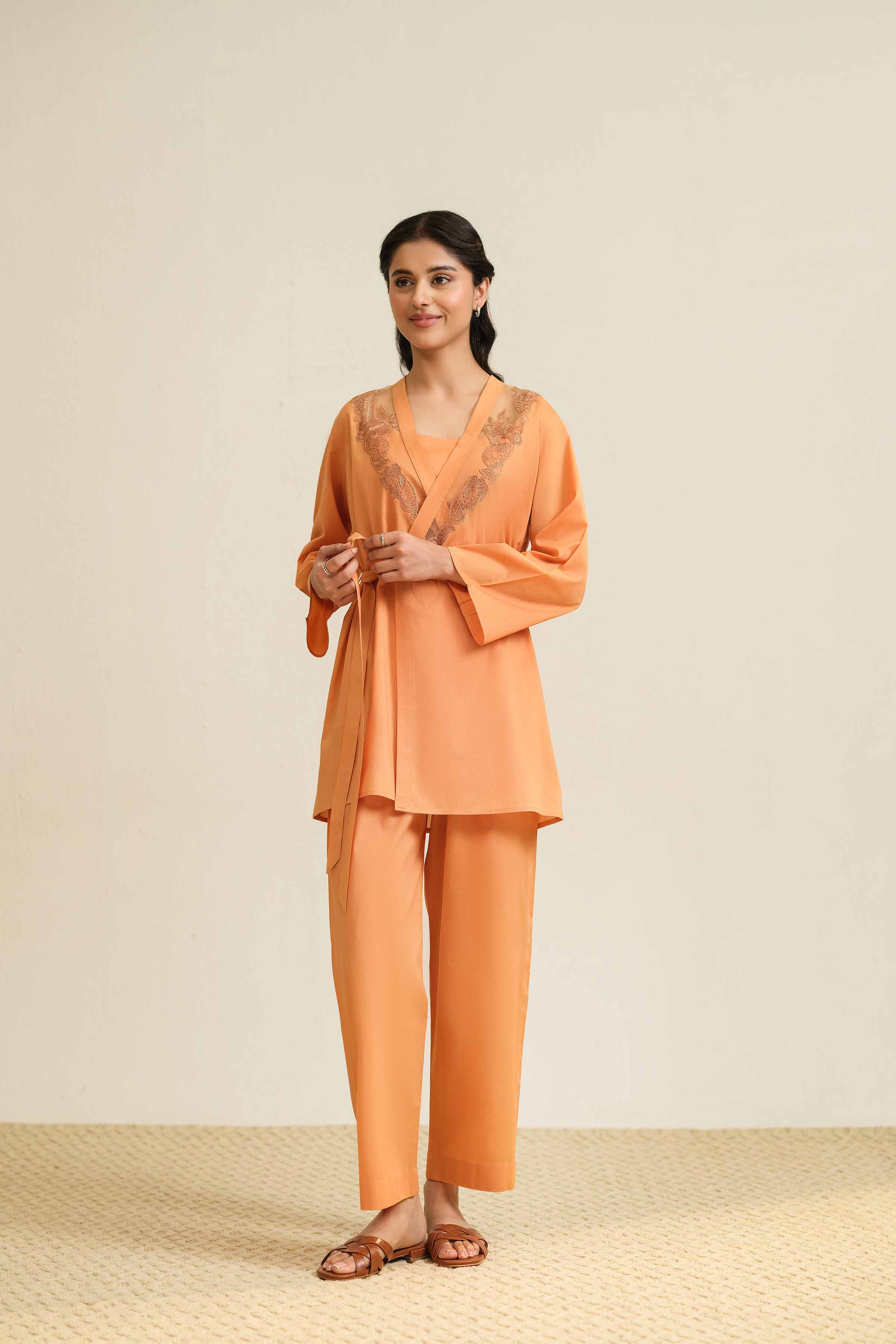 NishatUK - Brown Embroidered   Cambric 3-piece ready to wear Suit