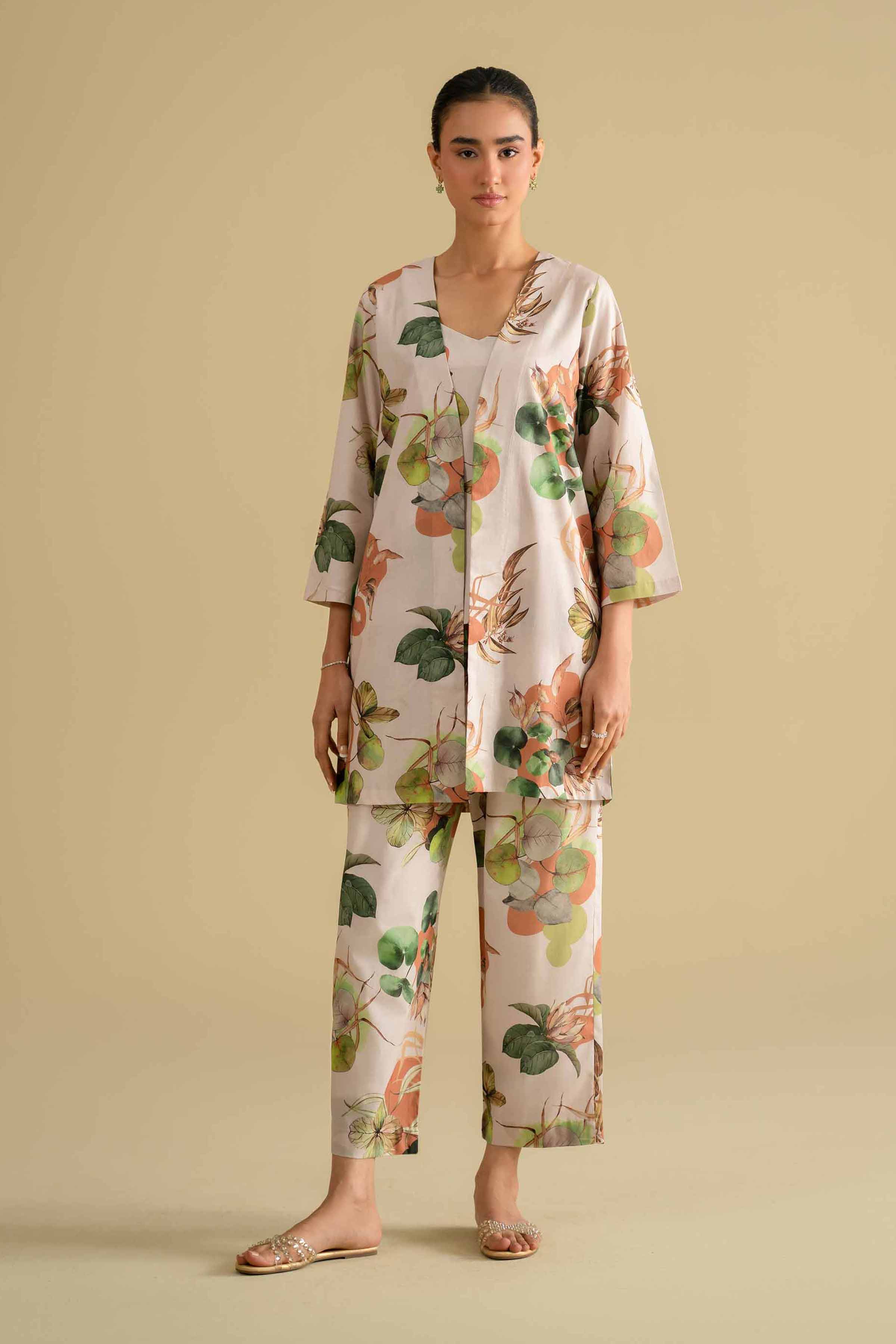 NishatUK - Off White Printed Cambric 3-piece ready to wear Suit