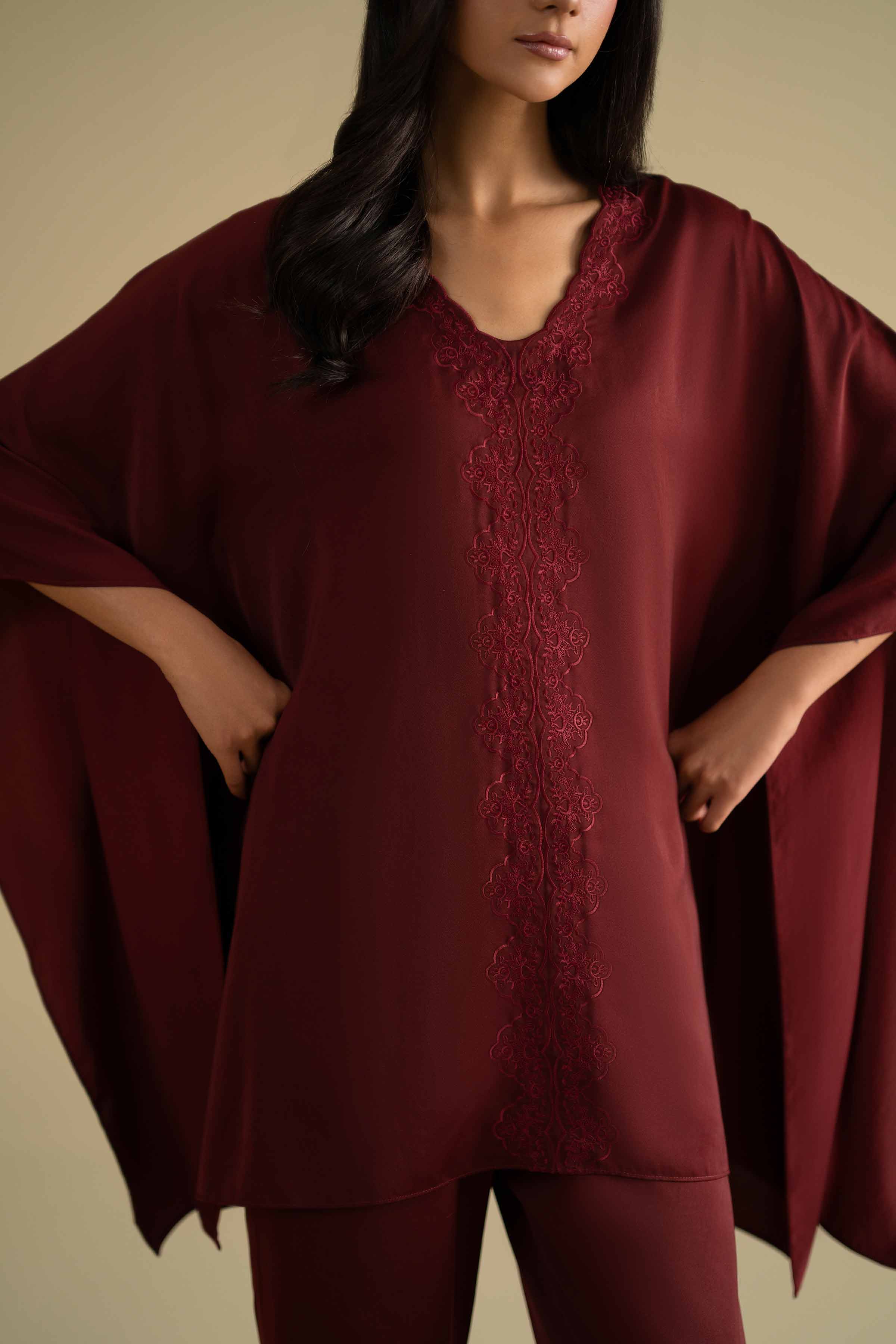 NishatUK - Red Embroidered Grip 2-piece ready to wear Dress