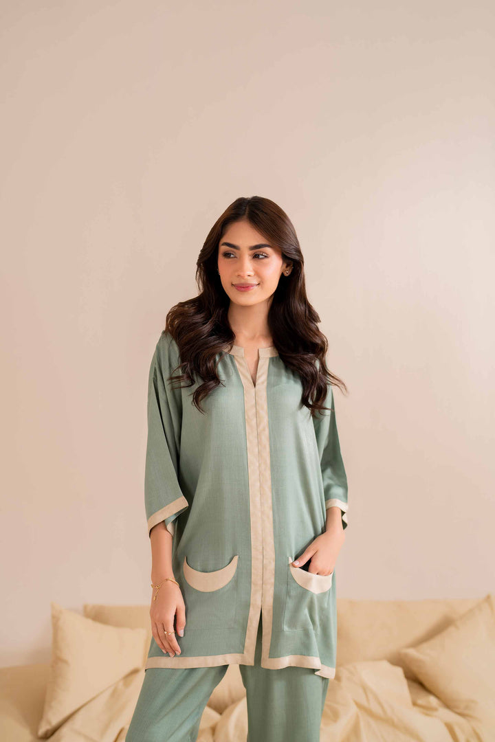 2 Piece Sage Cotail Basic Loungewear