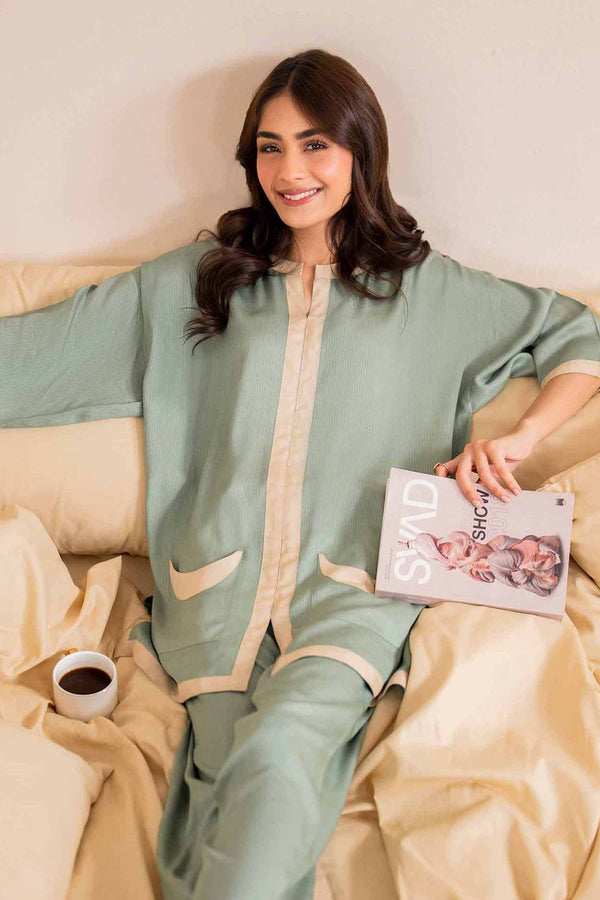 2 Piece Sage Cotail Basic Loungewear