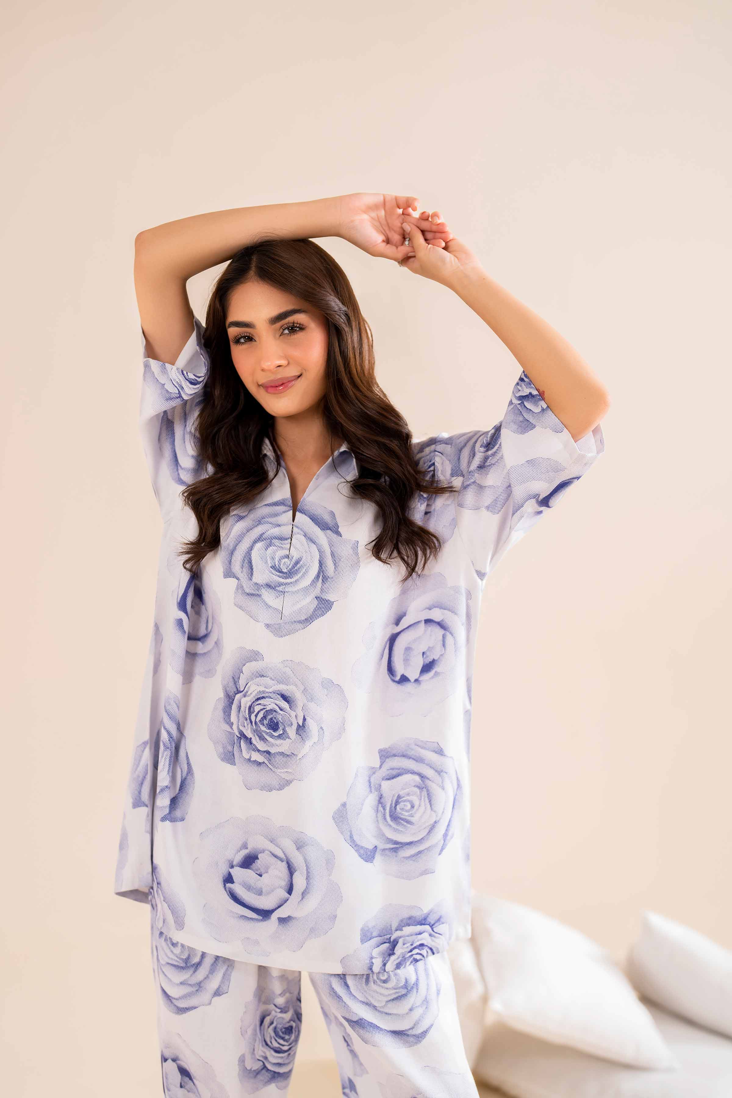 NishatUK - White Printed  Cotail 2-piece ready to wear Luxury Dress