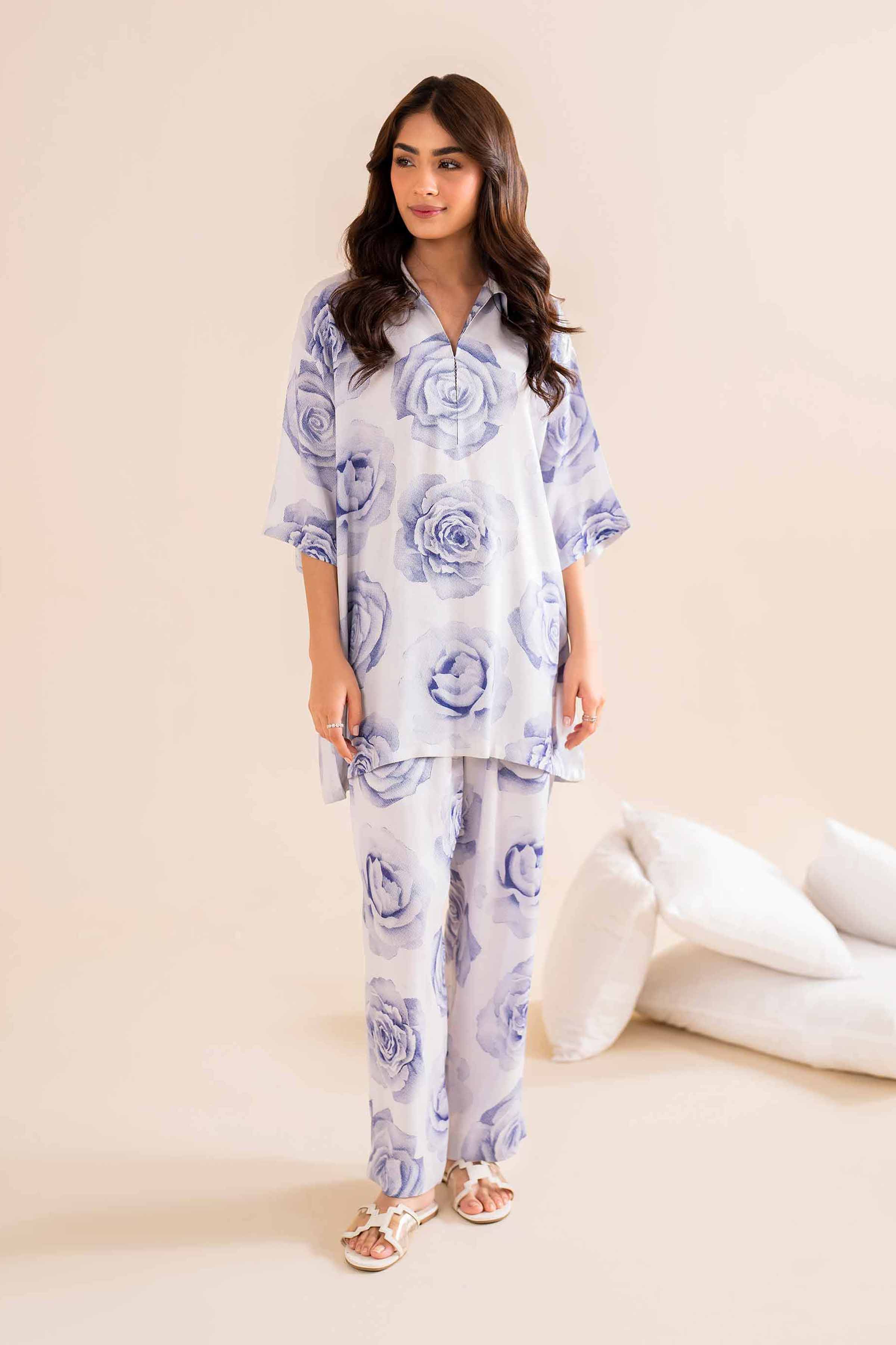 NishatUK - White Printed  Cotail 2-piece ready to wear Luxury Dress