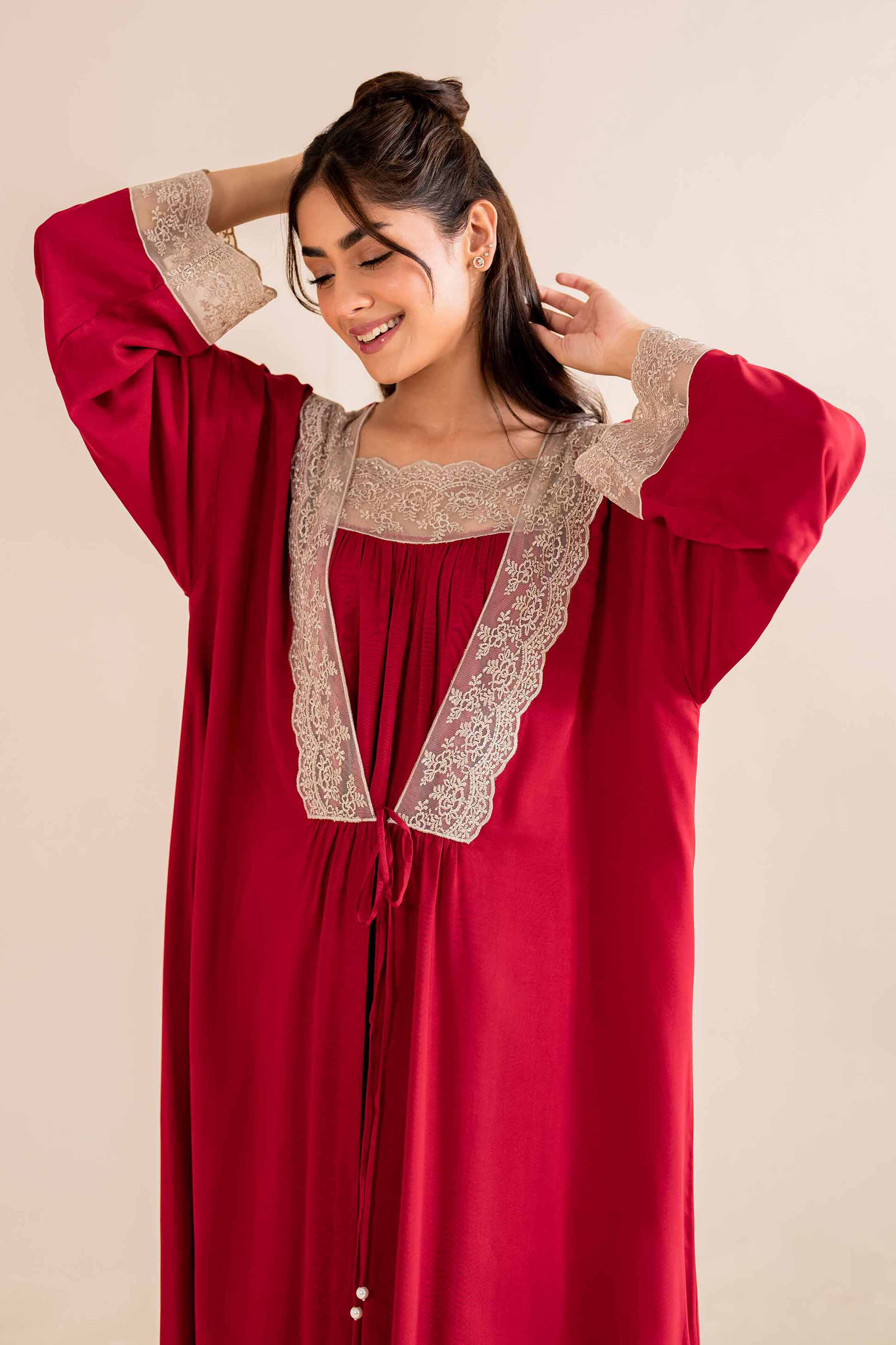 NishatUK - Brown Embroidered  Linen 2-piece ready to wear Luxury Dress