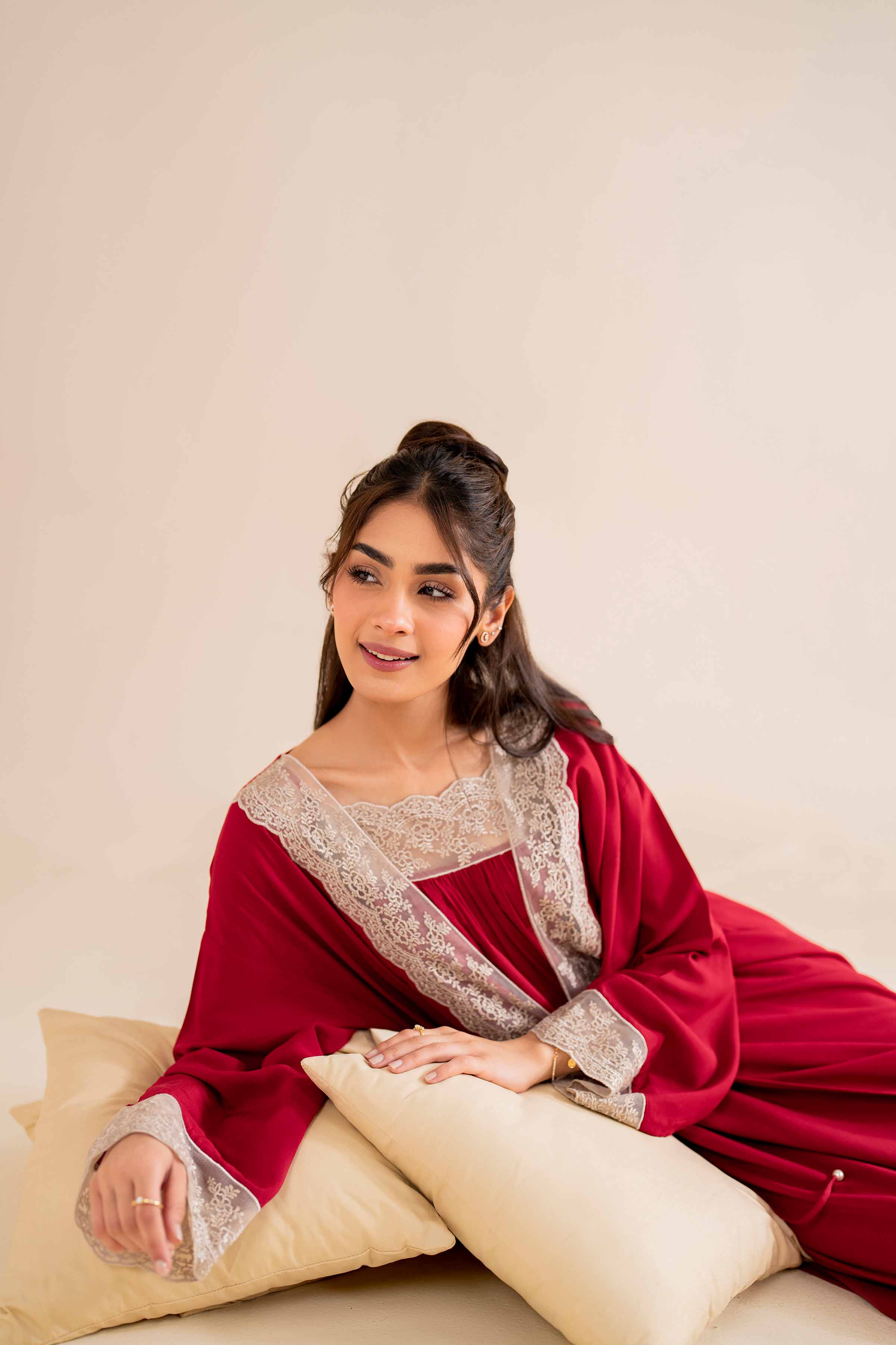 NishatUK - Brown Embroidered  Linen 2-piece ready to wear Luxury Dress
