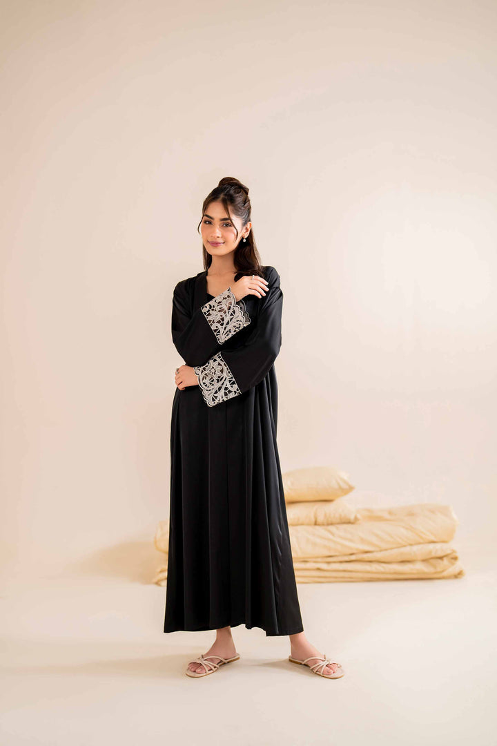 Silk 2 Piece Black Embroidered Loungewear