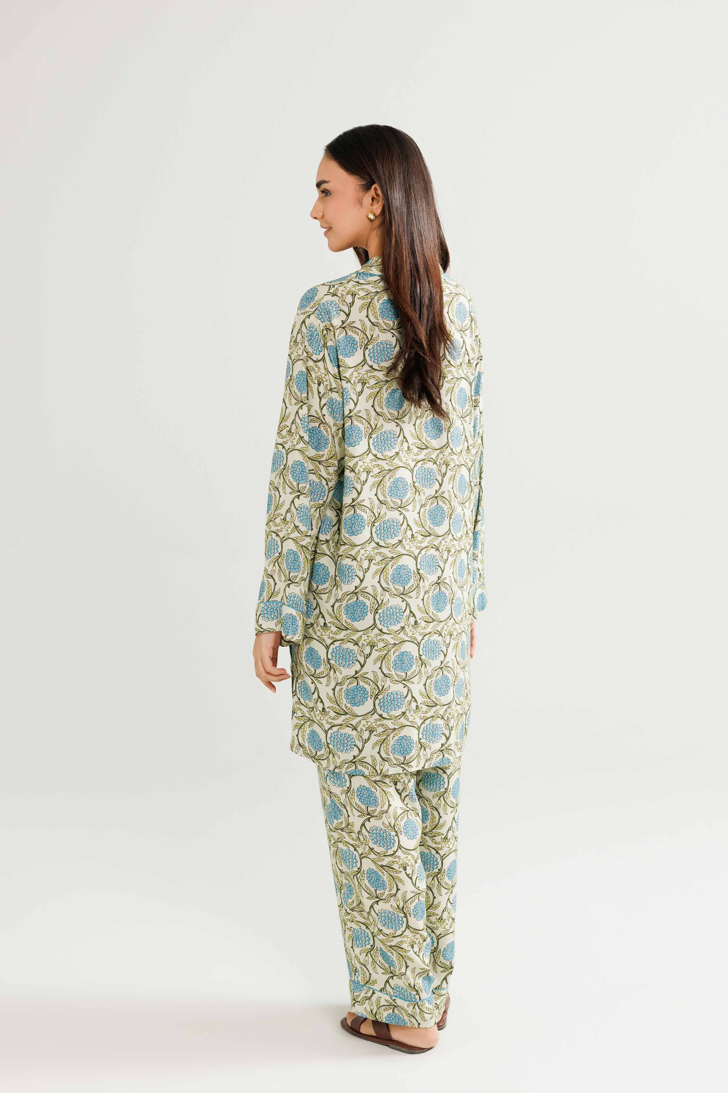 NishatUK - Green Printed Linen 2-piece ready to wear Luxury Dress