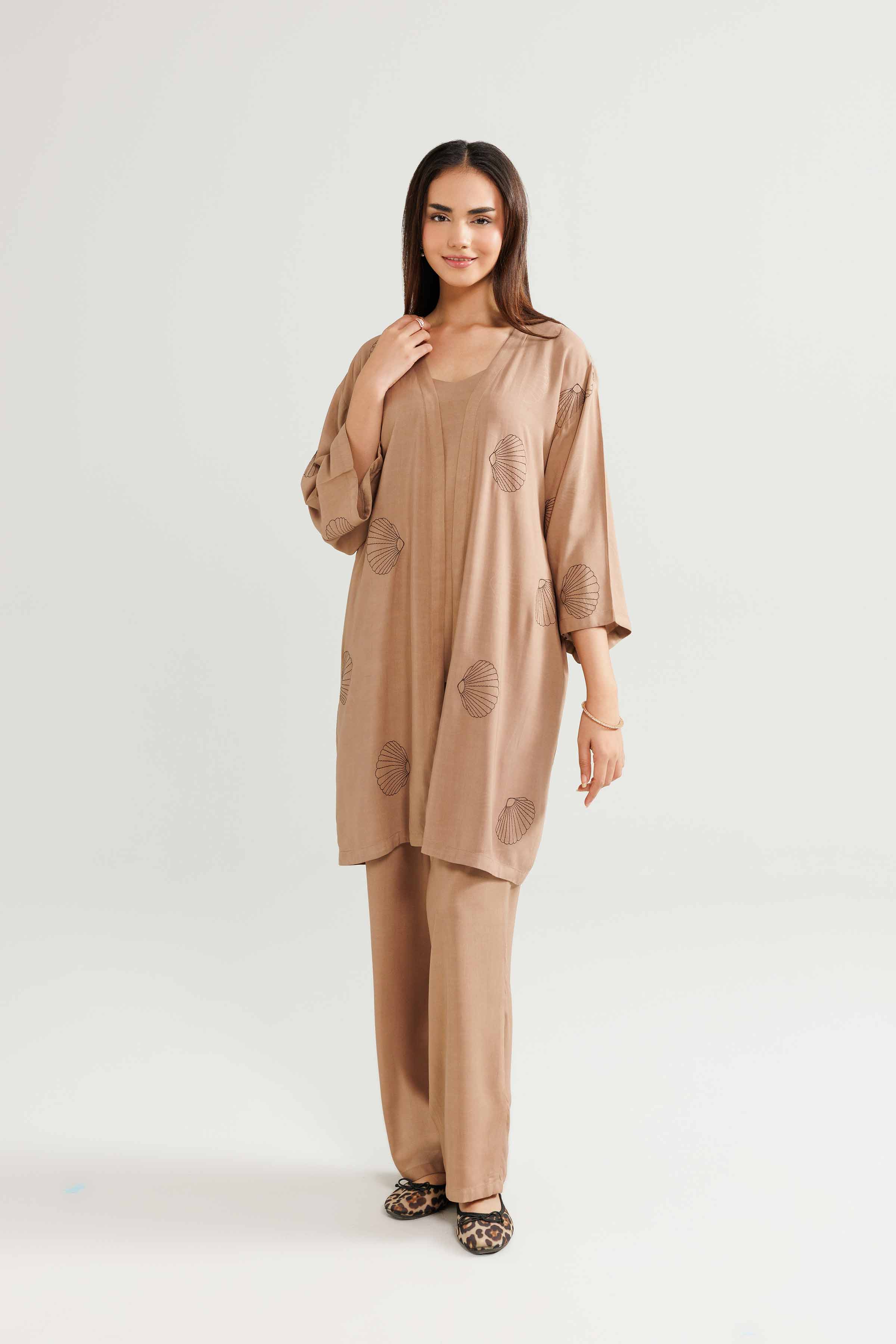 NishatUK - Sand Embroidered Linen 3-piece ready to wear-luxury Luxury Dress