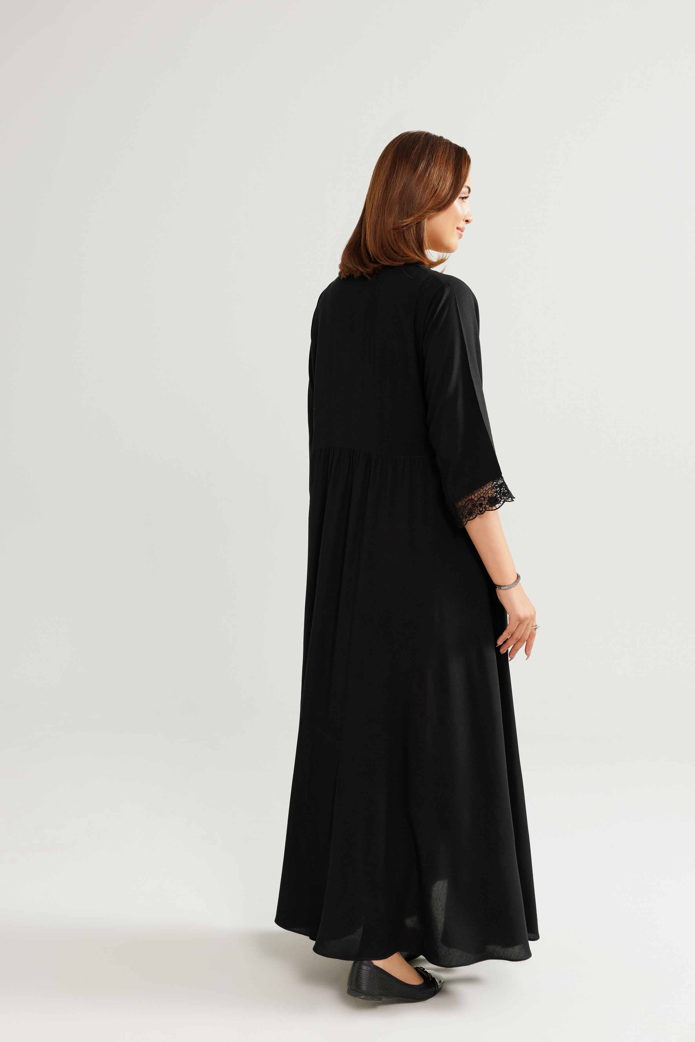 NishatUK - Black Embroidered Linen 1-piece ready to wear-luxury Loungewear