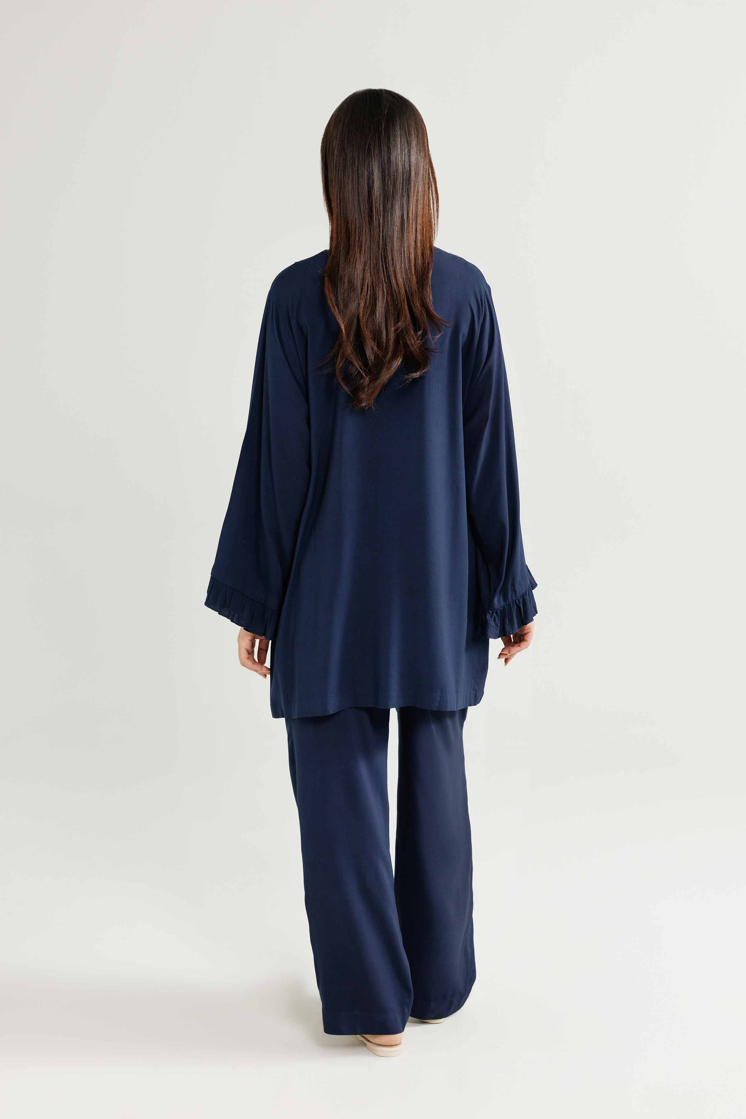 NishatUK - Blue Embroidered Linen 2-piece ready to wear-luxury Loungewear 