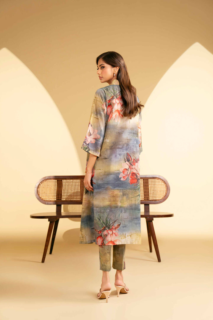 NishatUK - Olive Printed Lawn 2-piece ready to wear Luxury Dress