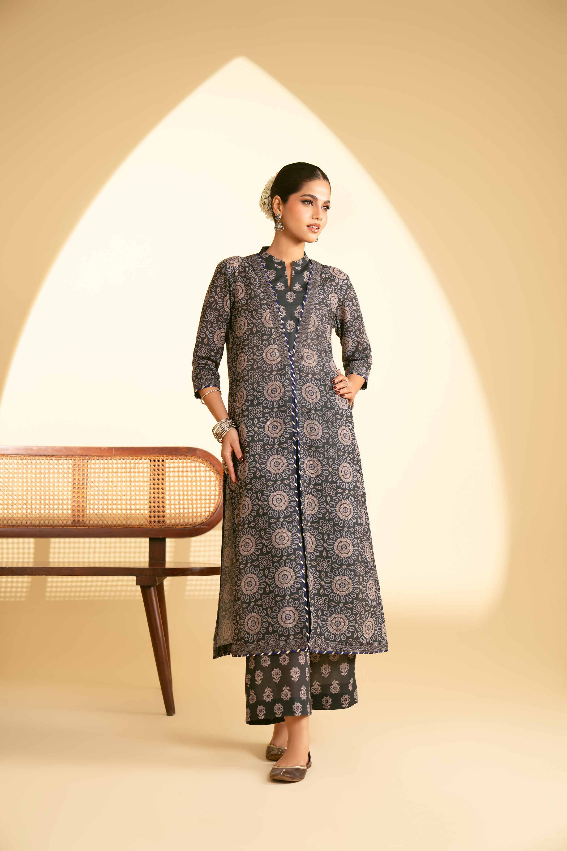 NishatUK - Brown Printed Lawn 2-piece ready to wear Luxury Dress