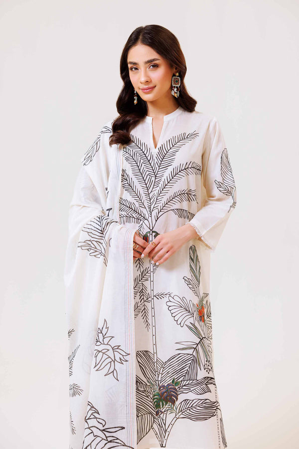 3 Piece - Printed Embroidered Suit - KPS24-25