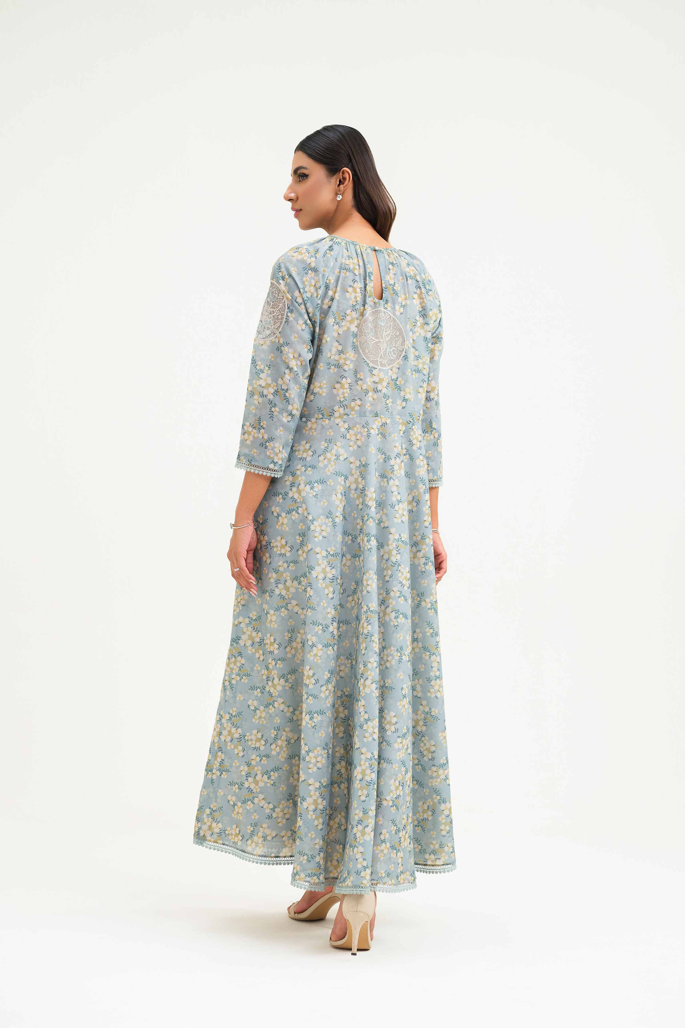 NishatUK - Green Embroidered  Lawn 1-piece ready to wear Long Dress