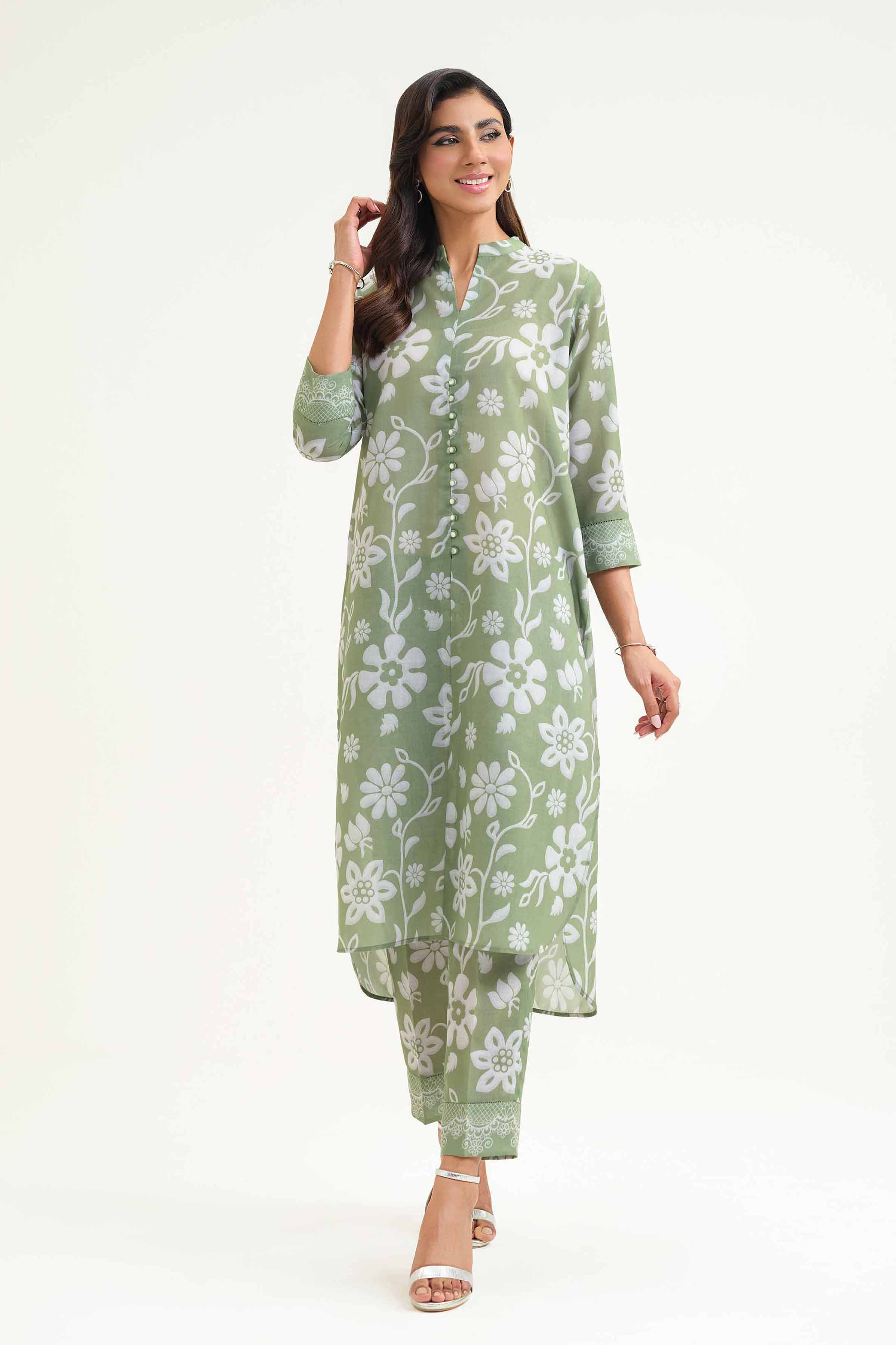 NishatUK - Brown Printed Lawn 2-piece ready to wear Luxury Dress
