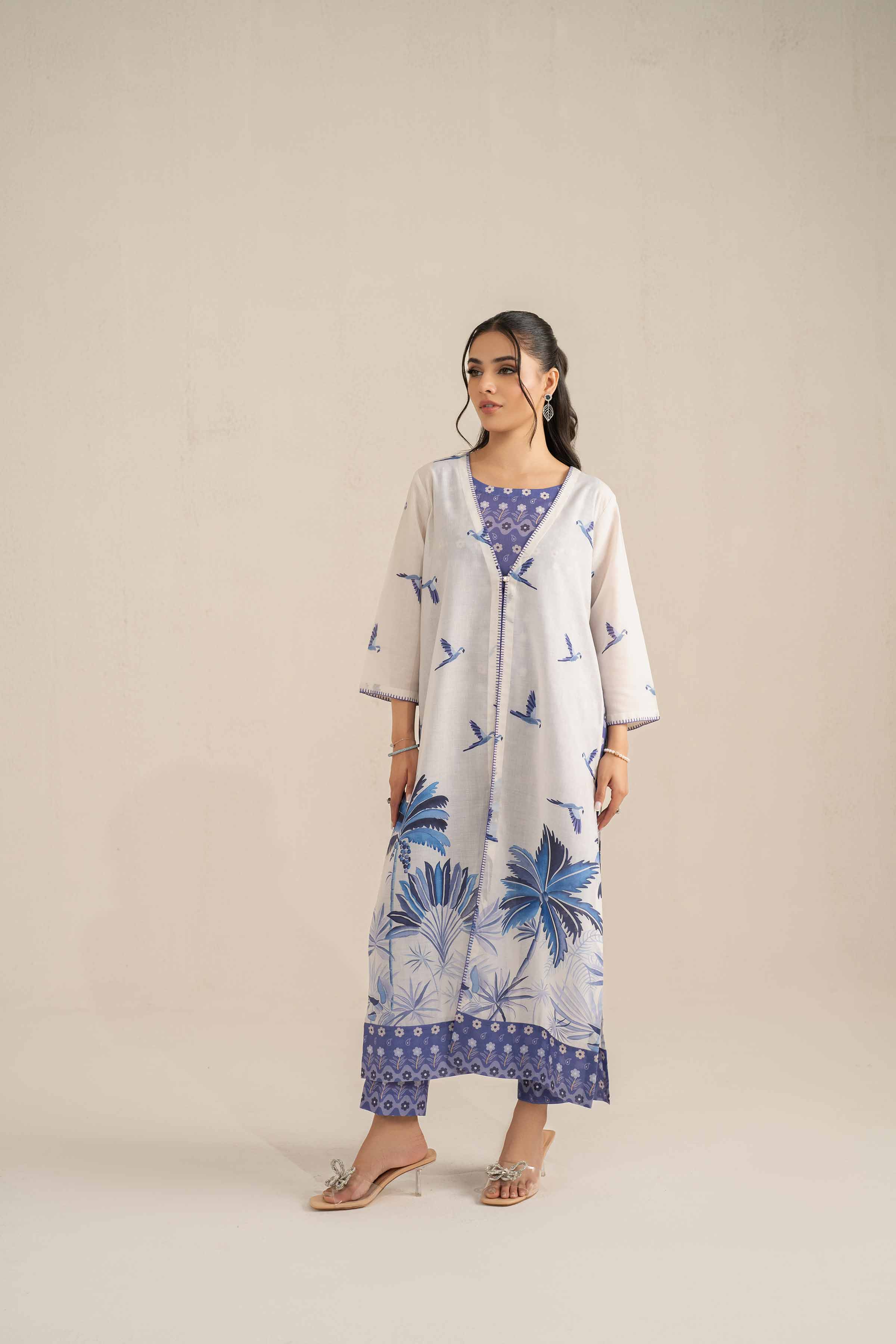 NishatUK - Brown Printed Lawn 3-piece ready to wear Suit